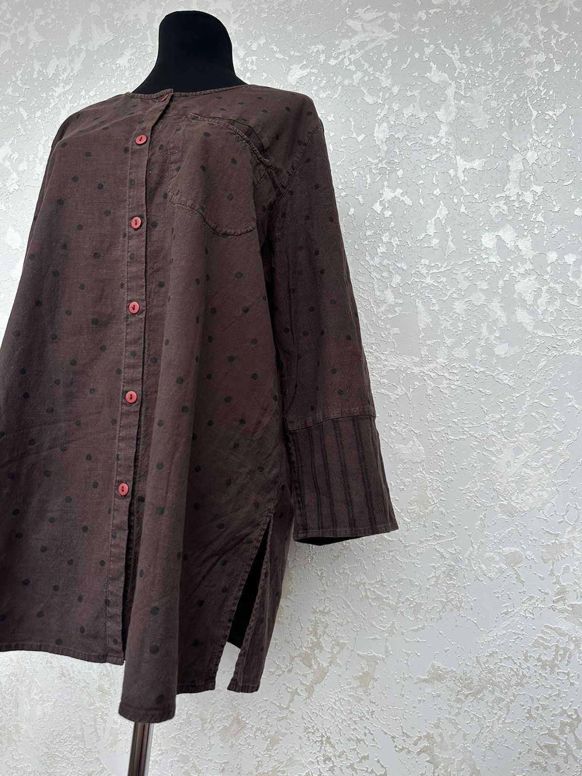 Gudrun Sjoden Gudrun Sjoden Organic Cotton Linen Polka Long Sleeve Blouse Size L / US 10 / IT 46 - 3 Thumbnail
