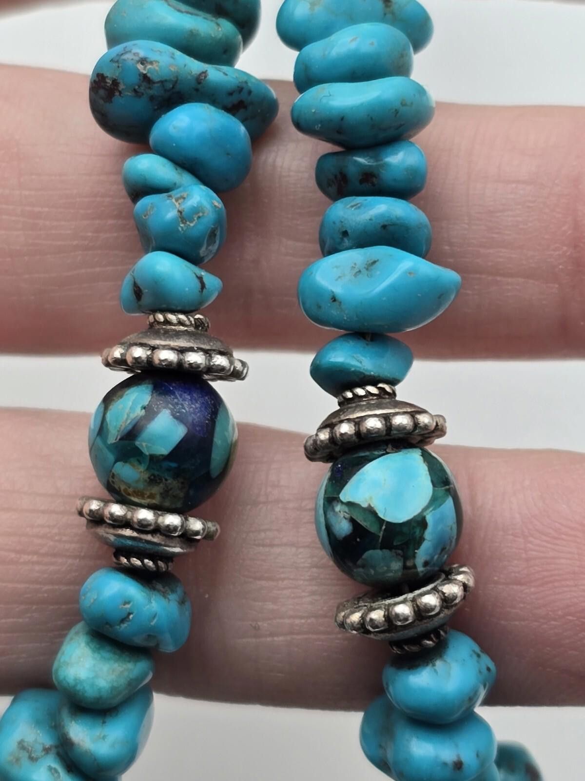 The Unbranded Brand Sterling Silver Turquoise Beaded Necklace w/ Cross Size ONE SIZE - 6 Thumbnail
