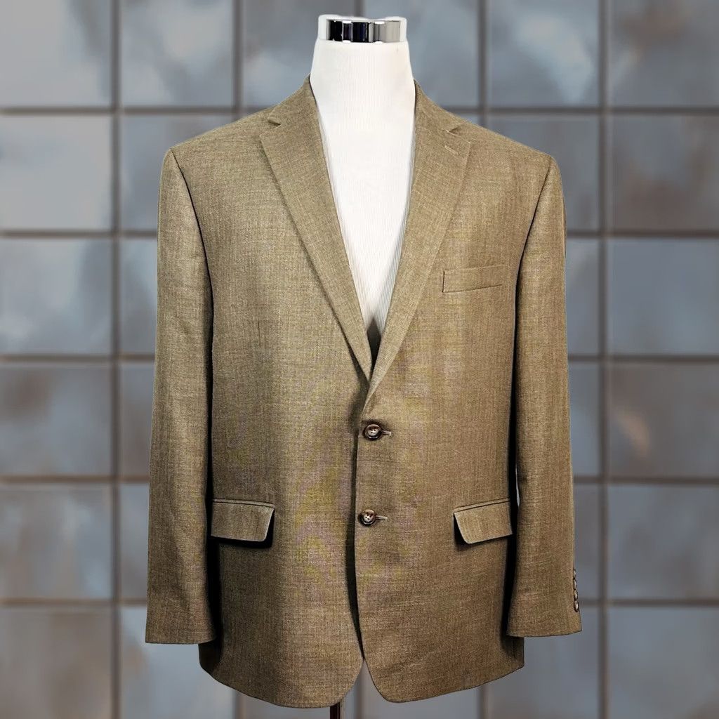 Chaps Chaps Sport Coat Linen Blend Beige 48R Two-Button Lined Vented Formal Mens Regular Jacket Coat Size US M / EU 48-50 / 2 - 1 Thumbnail