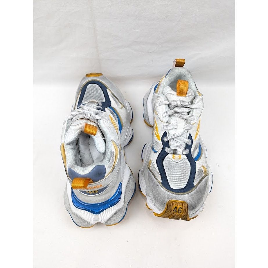 Balenciaga o1rshd1 Cargo Suede Low-Top Sneakers White/Grey/Orange/Blue Size US 12 / EU 45 - 19 Thumbnail