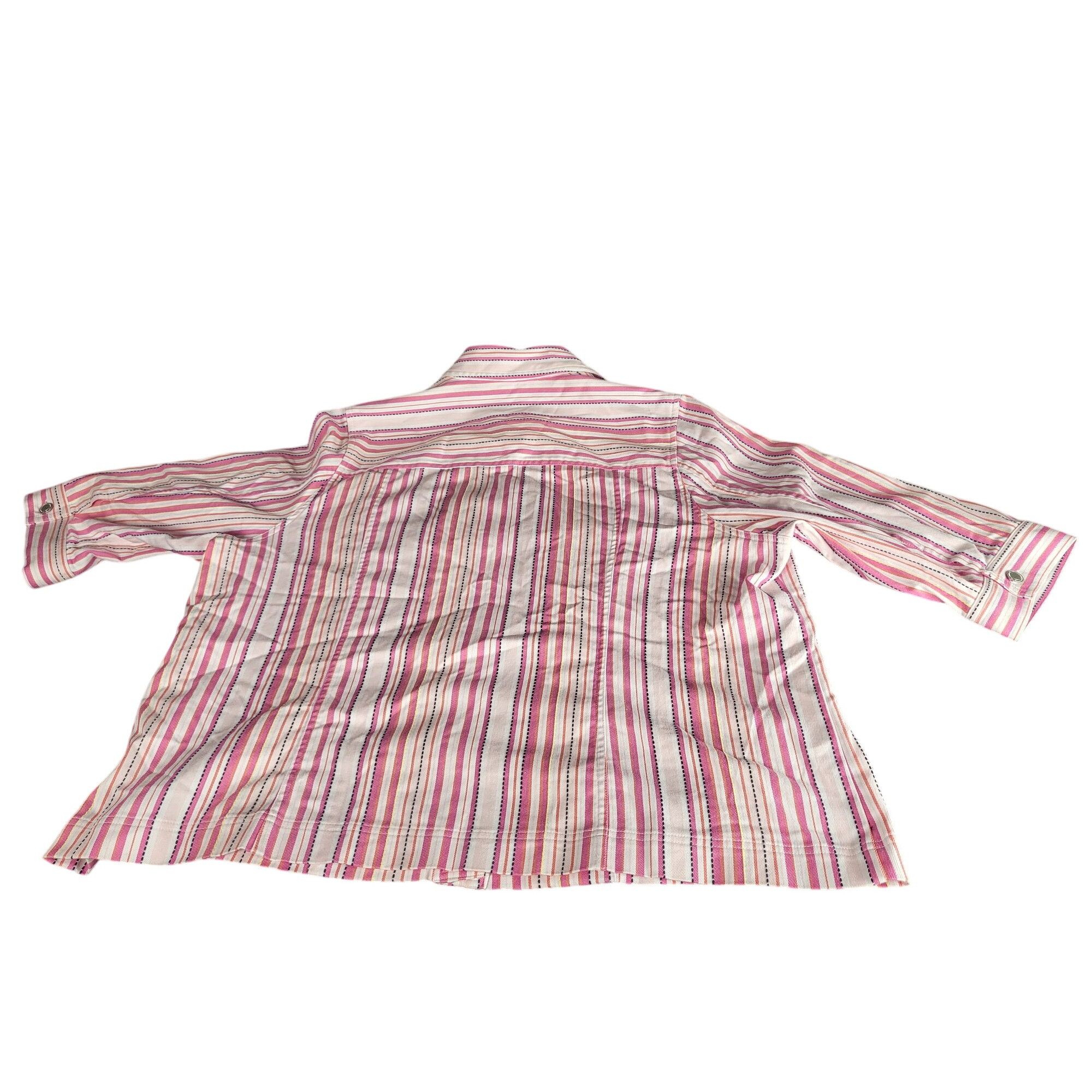 Vintage CJ Banks Women Striped Button Up Shirt 3/4 Sleeve 3X Cotton Size 3XL / US 20-22 - 5 Thumbnail