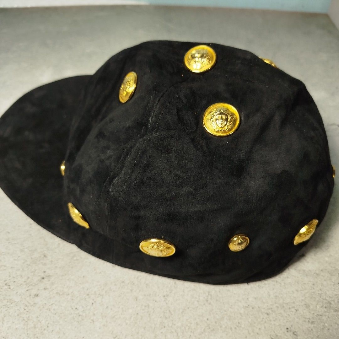 Versace Gianni Versace Black Suede Medusa Hat Size ONE SIZE - 4 Thumbnail