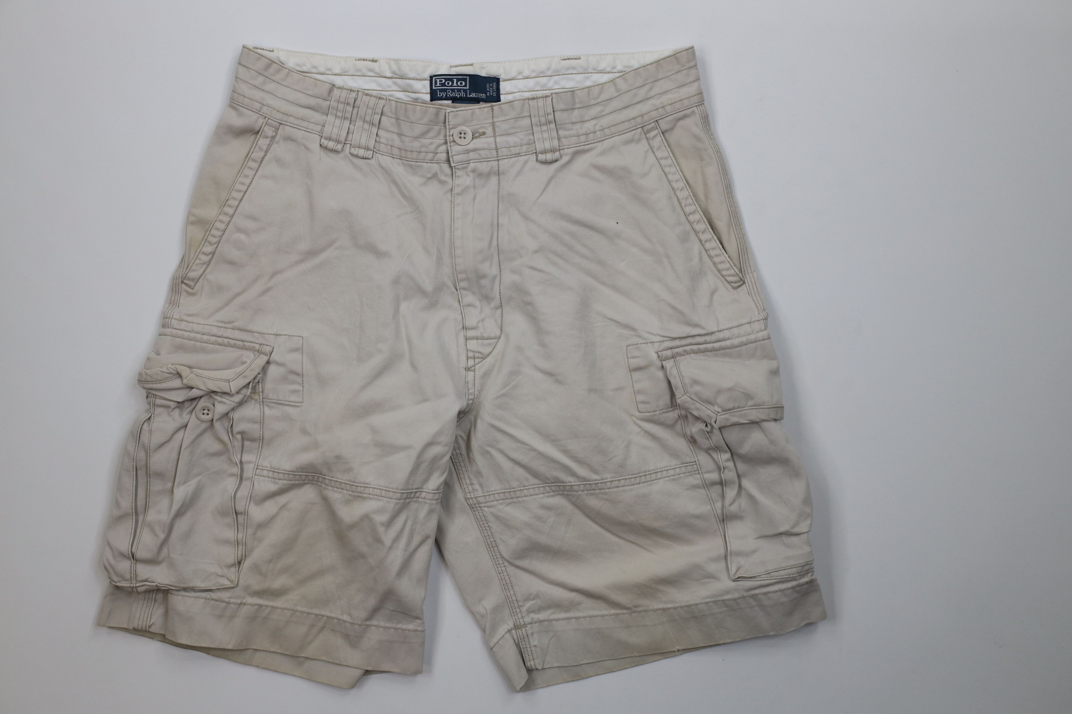 Ralph Lauren Vintage 90s Ralph Lauren Cargo Shorts Beige Cotton Size US 34 / EU 50 - 1 Thumbnail