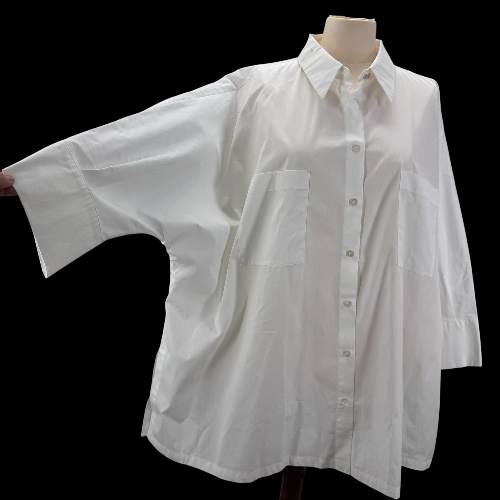 Marina Rinaldi Marina Rinaldi White Cotton Button Up Shirt & Pant Set Plus Size 3XL / US 20-22 - 4 Thumbnail