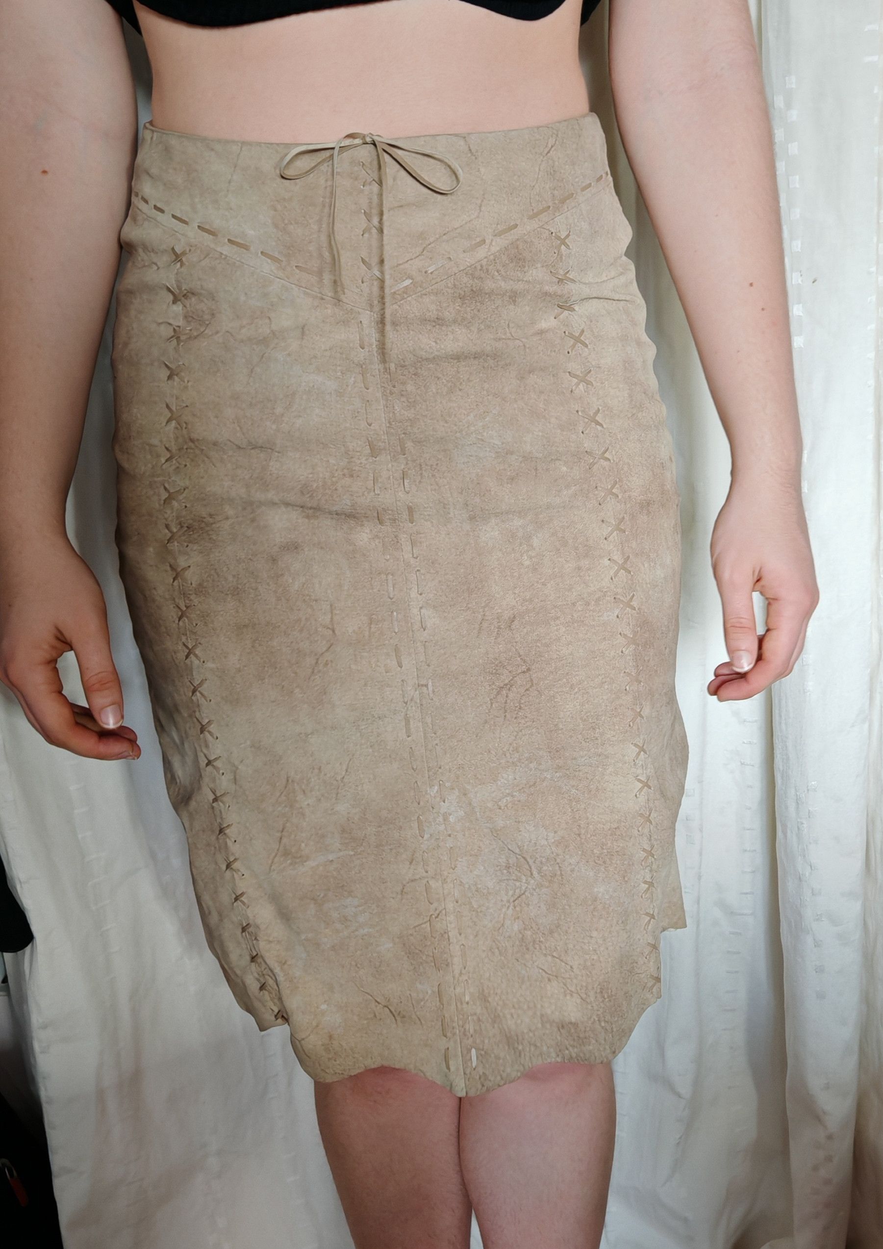 Designer Vintage Morgan De Toi Suede Leather Skirt sz 38 Rare Y2K Size 27" / US 4 / IT 40 - 6 Thumbnail