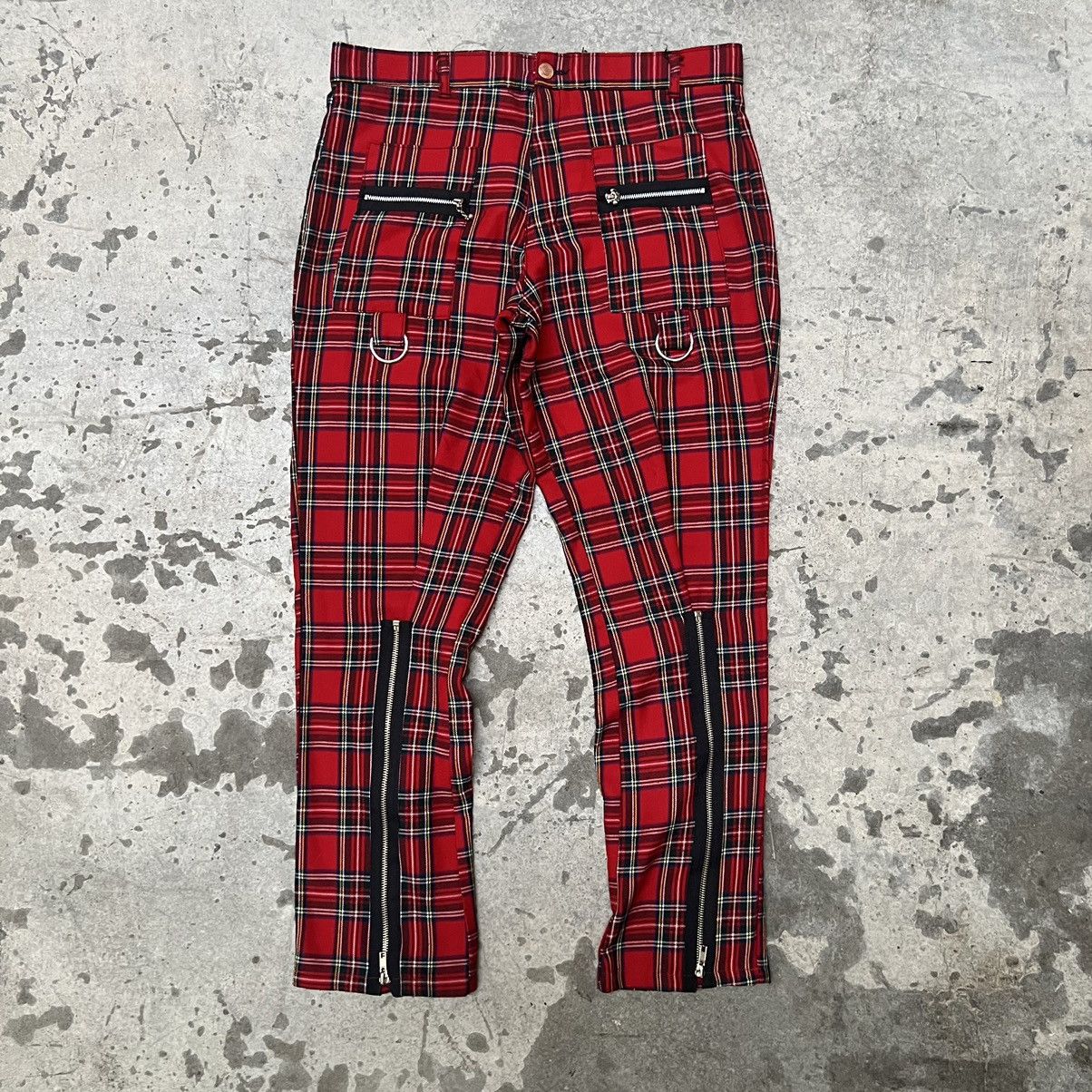 image of Vintage 80's Tiger Of London Red Tartan Bondage Pants, Men's (Size 34)