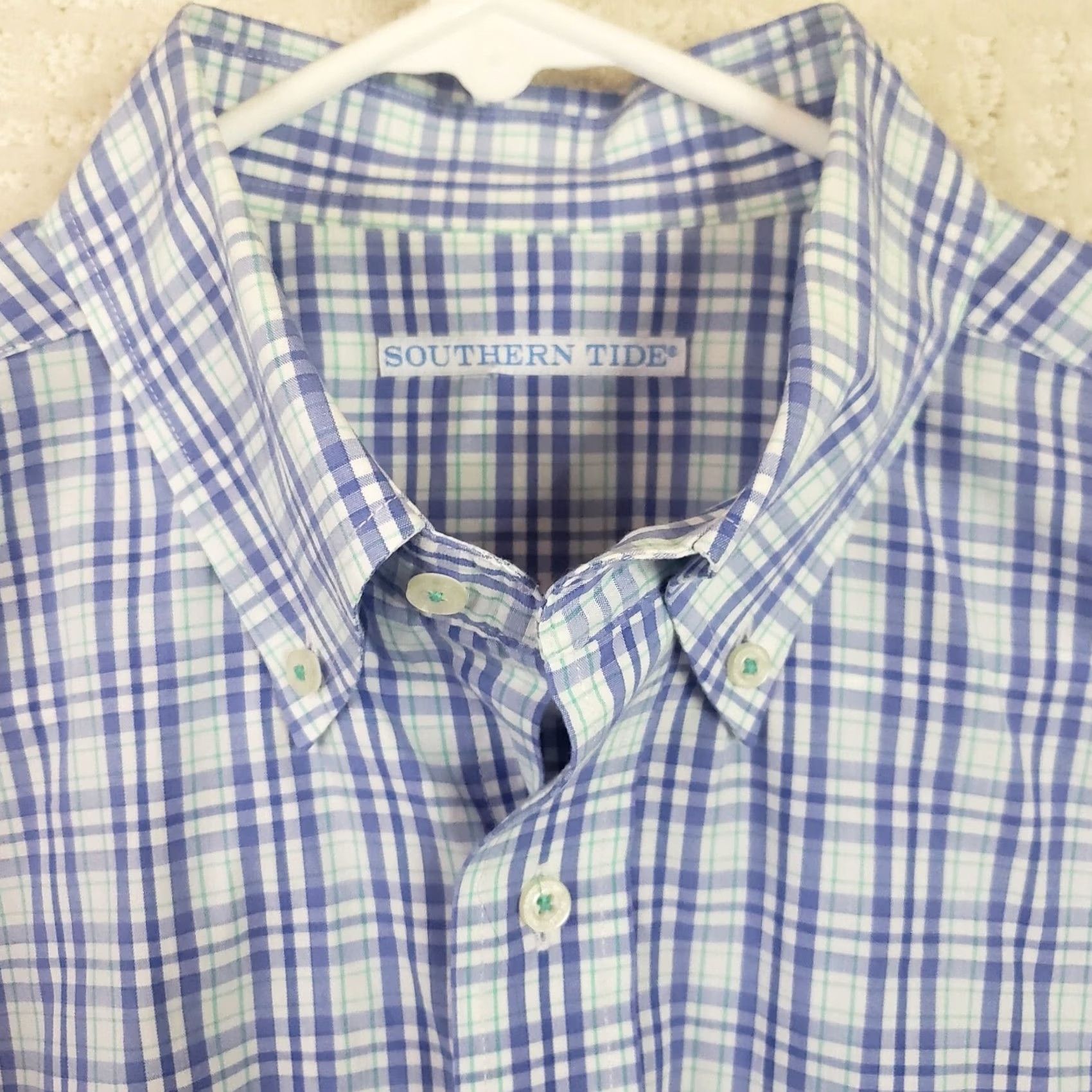 Southern Tide Southern Tide Button-Down Shirt Blue Plaid Long Sleeve Men L Dress Shirt Vintage? No. Size 42R - 4 Thumbnail