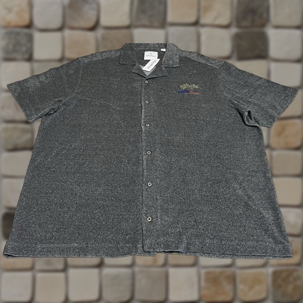 Roundtree & Yorke VINTAGE Roundtree & Yorke Caribbean Short-Sleeve Mens 2XL Gray Palm Tree Button Front NWT Size US XXL / EU 58 / 5 - 1 Thumbnail
