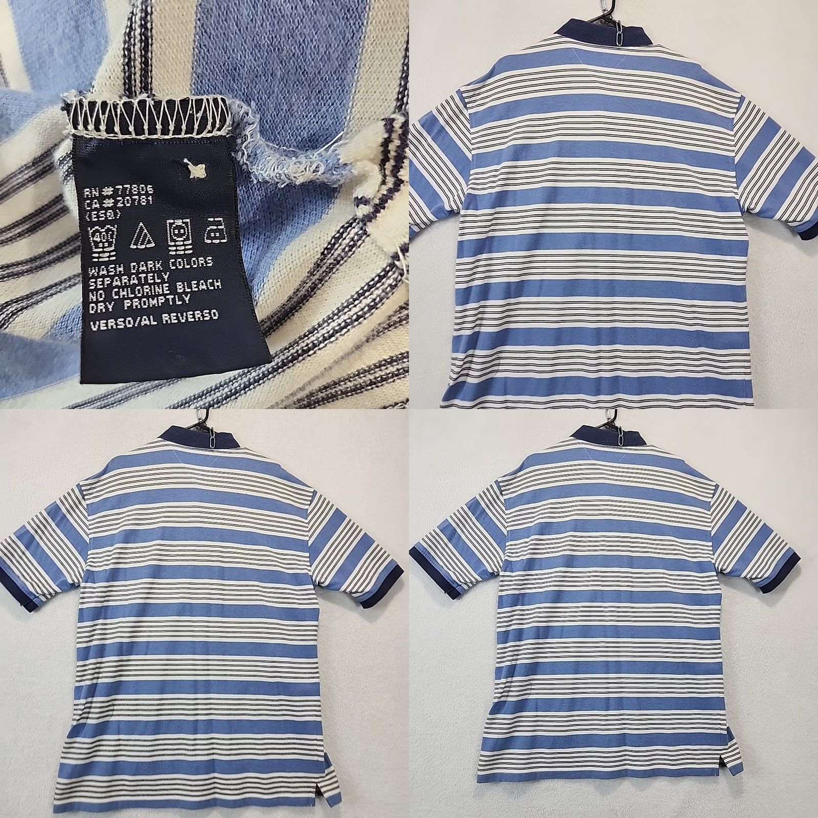 Tommy Hilfiger VINTAGE Tommy Hilfiger Polo Shirt Men's XL Blue Horizontal Stripe Cotton Knit 90s Golf Logo Striped Short Sleeve Regular Mens Size US XL / EU 56 / 4 - 9 Thumbnail