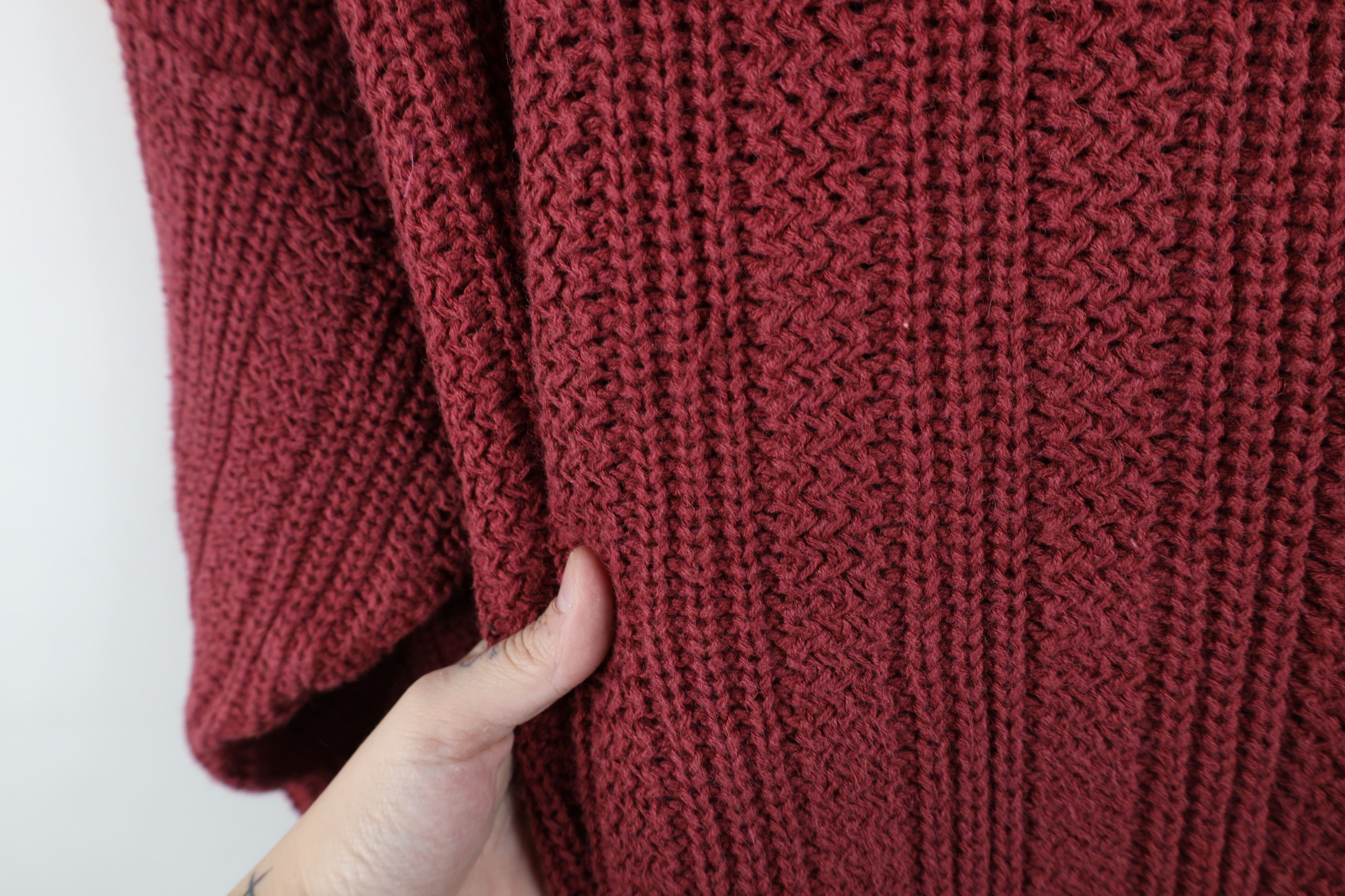 Vintage Vintage 90s Streetwear Blank Chunky Ribbed Knit Sweater Red Size US XXL / EU 58 / 5 - 9 Thumbnail