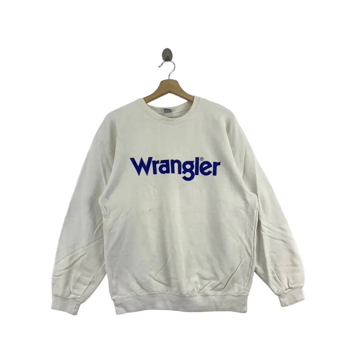 Wrangler Vintage 90s WRANGLER USA Brand Print White Sweatshirt Size US L / EU 52-54 / 3 - 1 Thumbnail