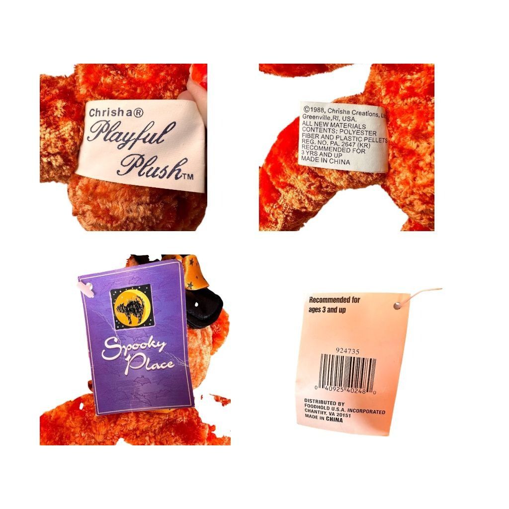 Vintage VTG 1988 Crista Collections Halloween Bear Plush NWT Orange Size ONE SIZE - 12 Thumbnail