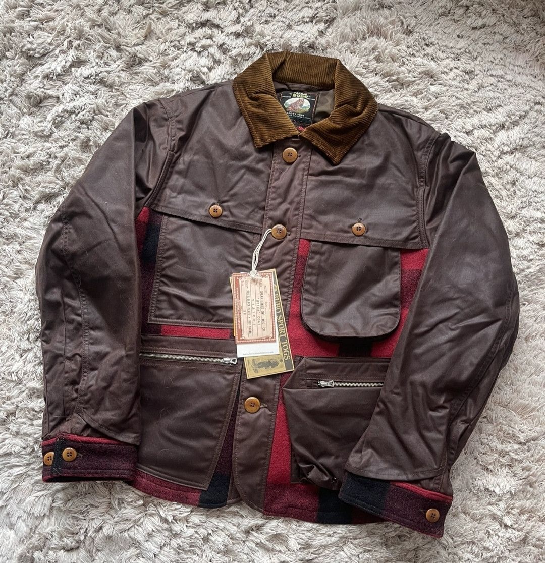 image of Freewheelers Oiled Wool Patchwork Hunting Jacket in Purple, Men's (Size Large)