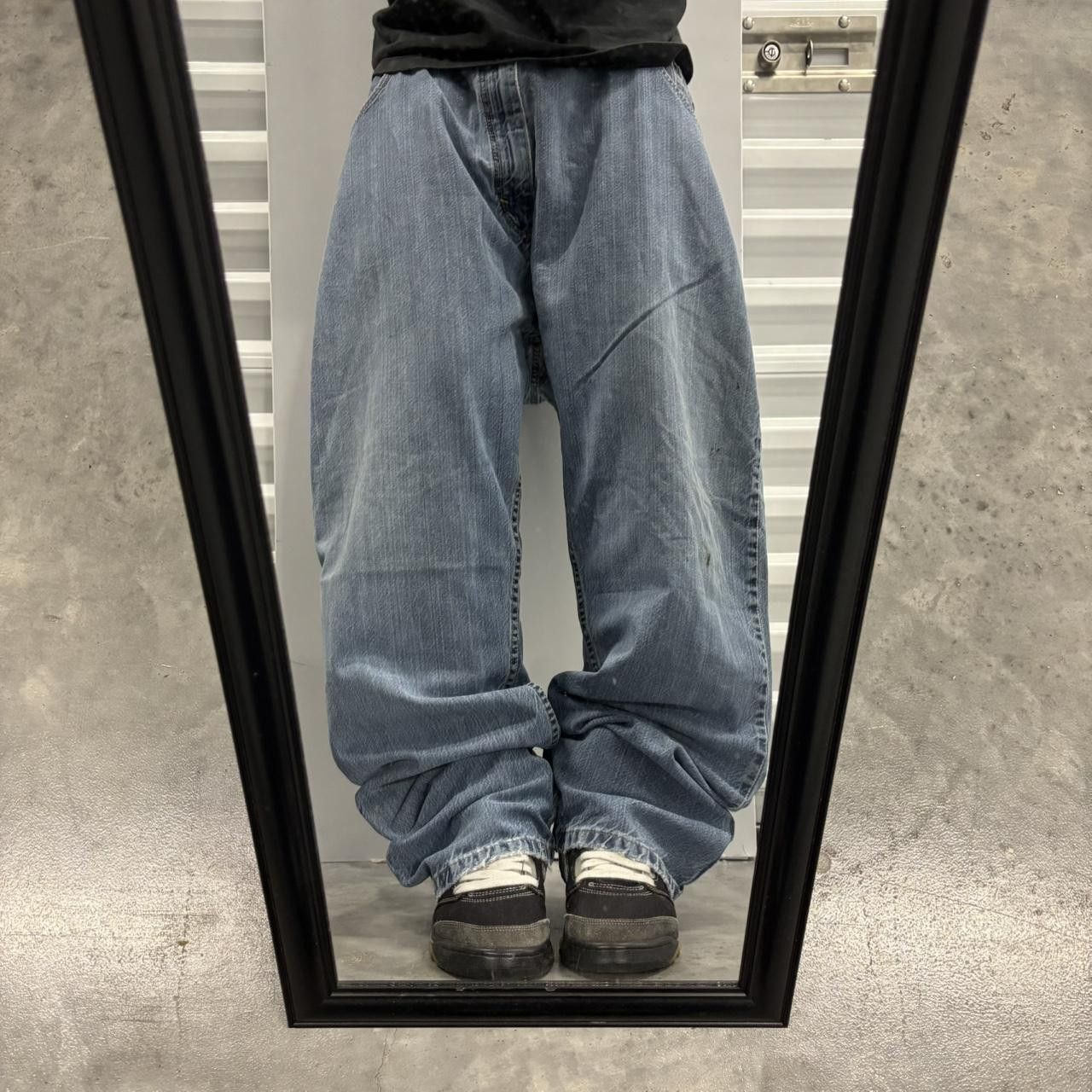 Japanese Brand × Vintage Crazy Vintage Y2K/2000s Baggy Medium Wash Distressed Denim Jeans! Size US 42 / EU 58 - 1 Thumbnail