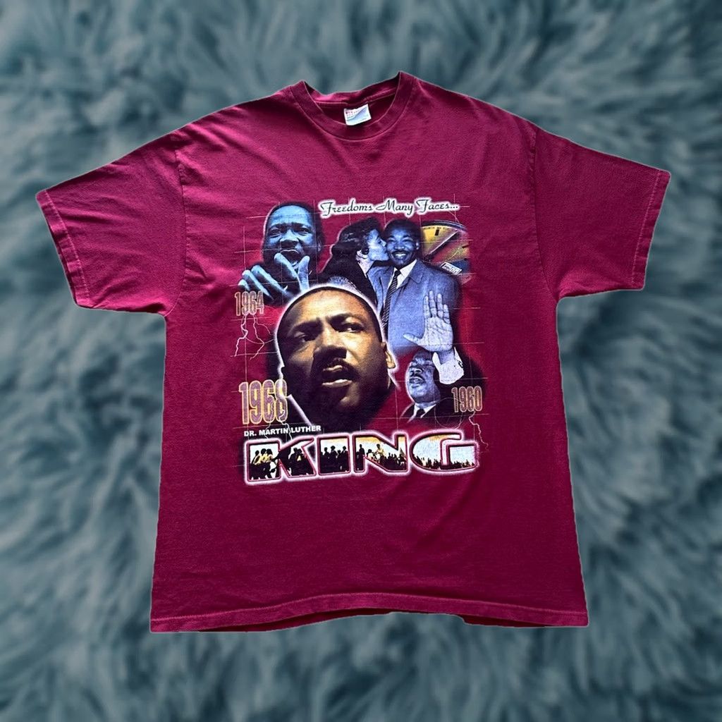 Hanes Vintage 90s Martin Luther King Jr T-Shirt Adult Size XL Maroon Mlk Jr Y2k Rap Tee Style Size US XL / EU 56 / 4 - 1 Thumbnail