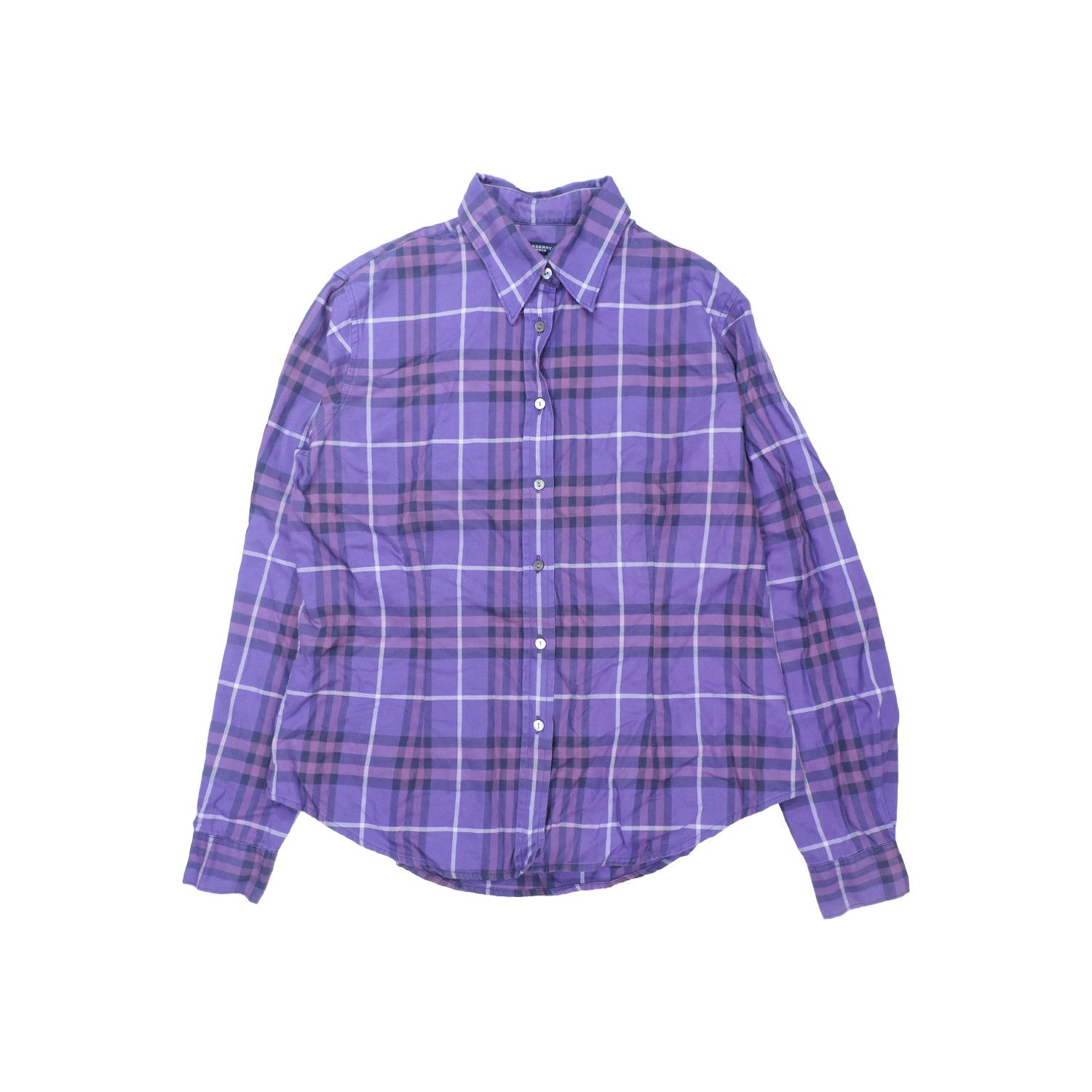 Burberry BURBERRY LONDON PURPLE PLAID LONG SLEEVE SHIRT Size L / US 10 / IT 46 - 1 Thumbnail