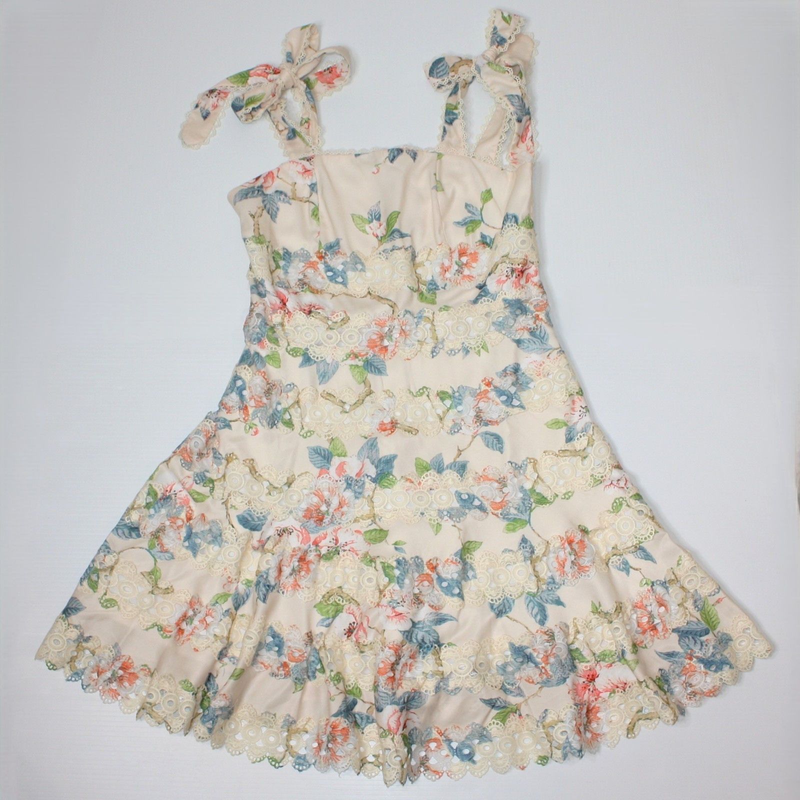 Other Goodnight Macaroon 'Dolly' Crochet Tied Straps Floral Dress Size L / US 10 / IT 46 - 6 Thumbnail