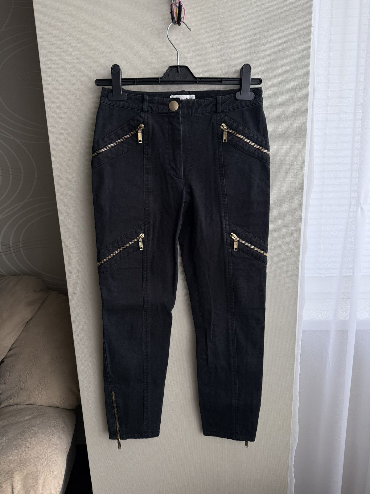 Celine Vintage Celine Black Multi Zipper Cotton Pants Size 26" / US 2 / IT 38 - 1 Thumbnail