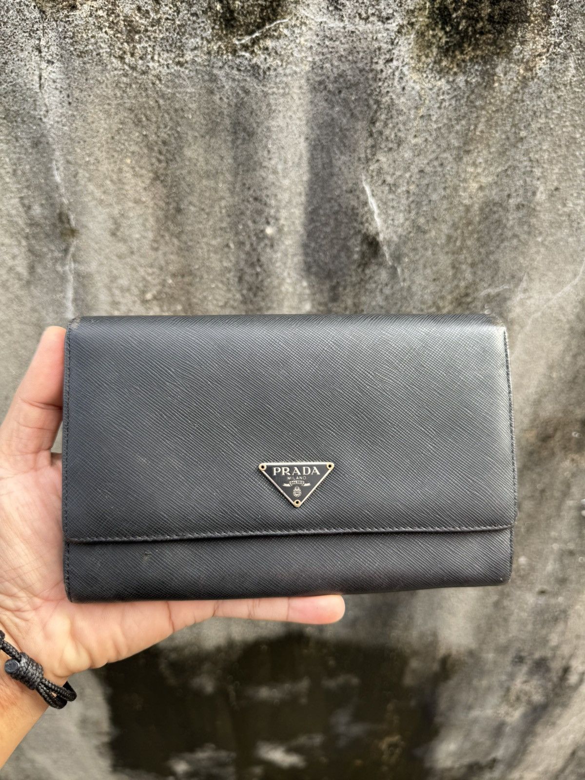 Prada PRADA Long Wallet Safiano Leather Black Auth Size ONE SIZE - 1 Thumbnail