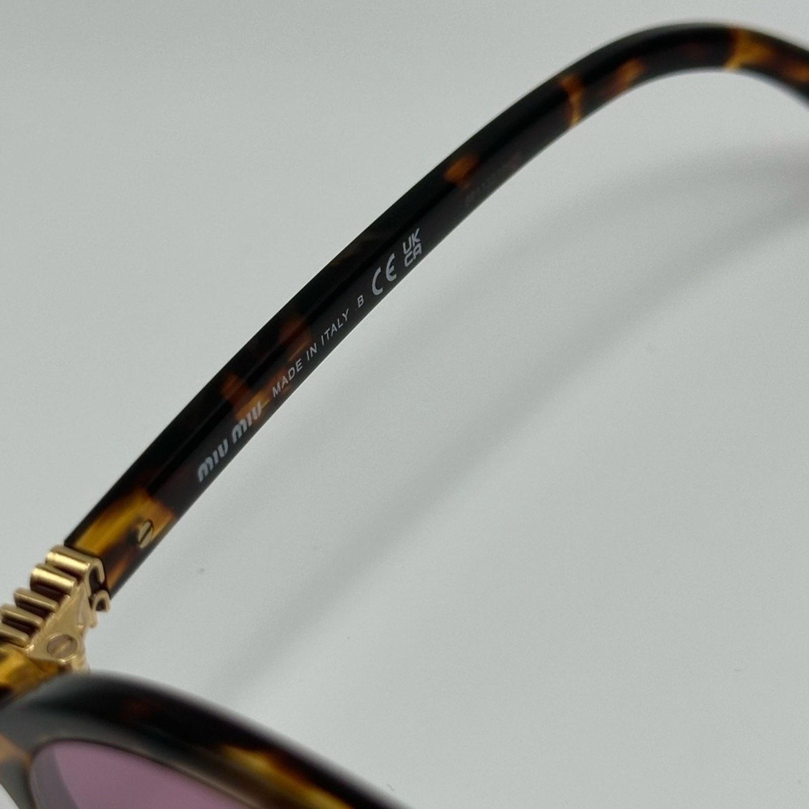 Miu Miu NEW MIU MIU MU04ZS VAU50D Honey Havana Dark Pink Mirror Size ONE SIZE - 4 Thumbnail