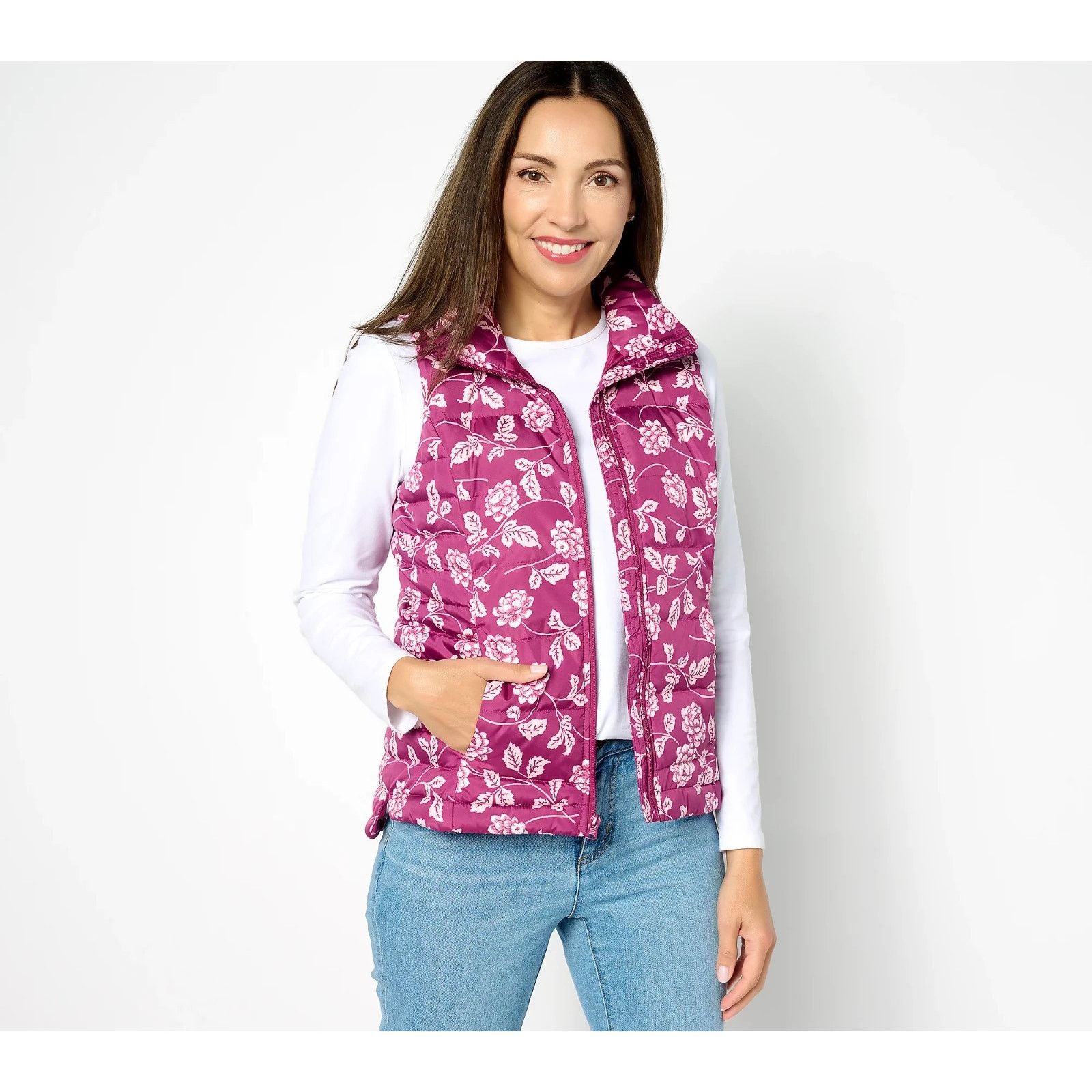 Lands' End Lands' End Petite Down Puffer Vest Floral Petite L A523185 Size L / US 10 / IT 46 - 1 Thumbnail