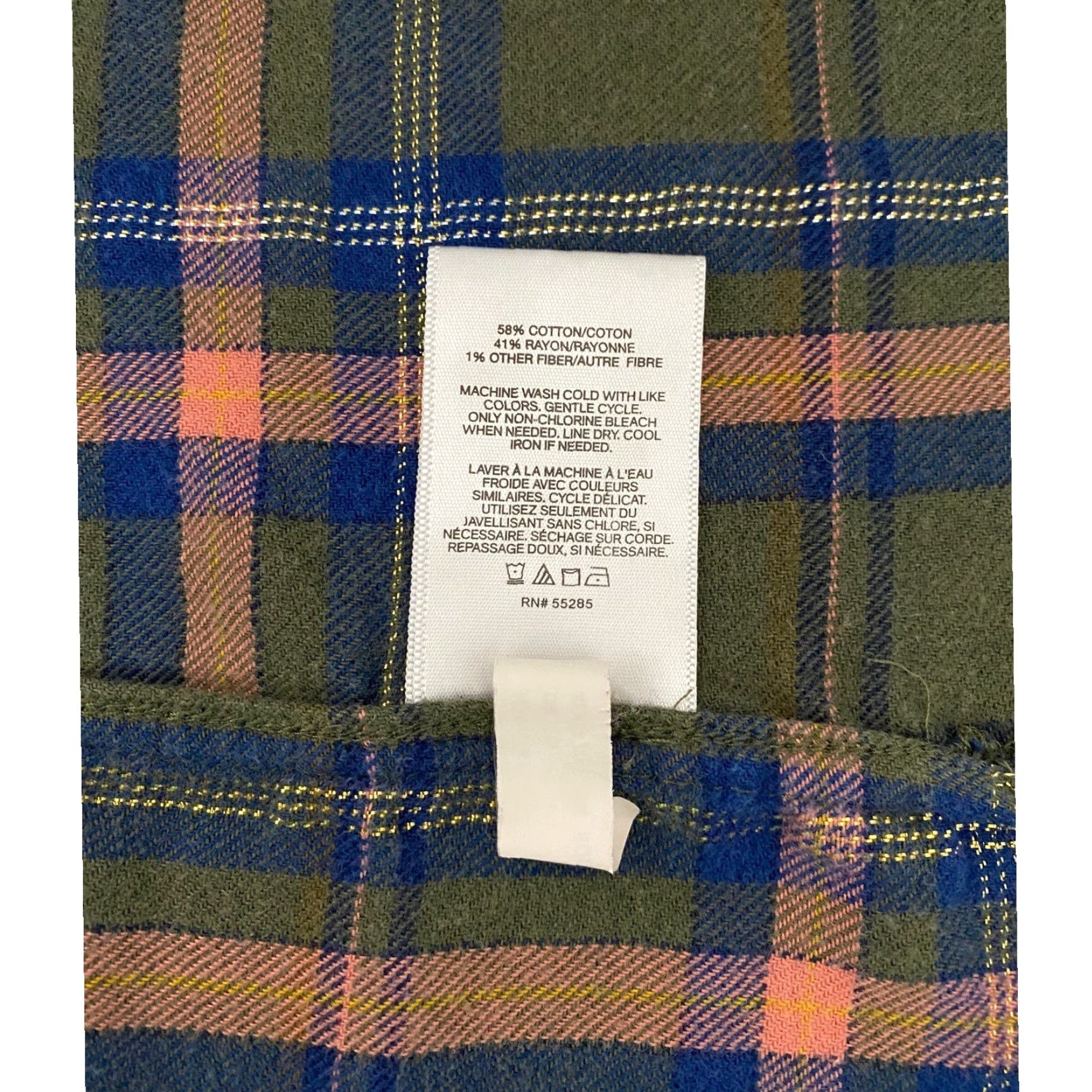 Express VINTAGE Express Boyfriend Plaid Flannel Shirt Women Medium Green Pink Metallic Thread Size M / US 6-8 / IT 42-44 - 5 Thumbnail