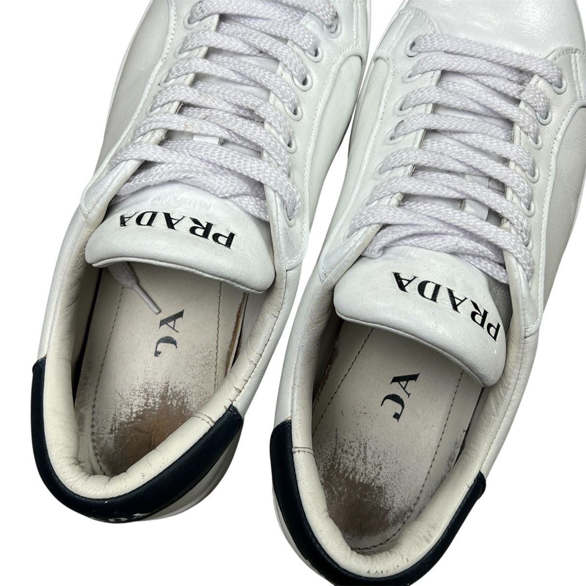 Prada Prada Milano White Leather Sneakers Custom Painted Men's Size US 8.5 / EU 41-42 - 5 Thumbnail