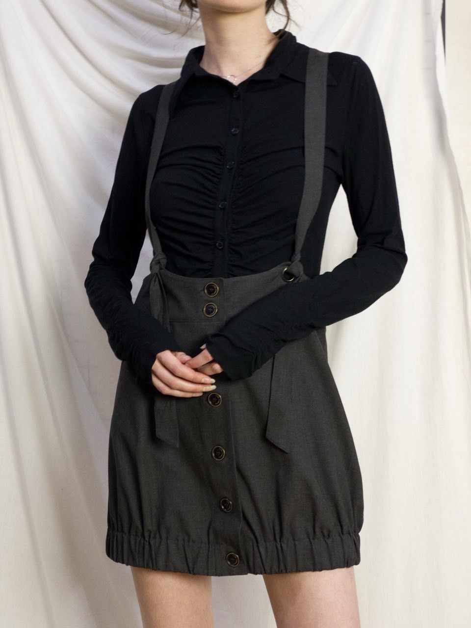 Cop Copine Vintage 90's Cop Copine gray skirt with adjustable braces Size 28" / US 6 / IT 42 - 8 Thumbnail