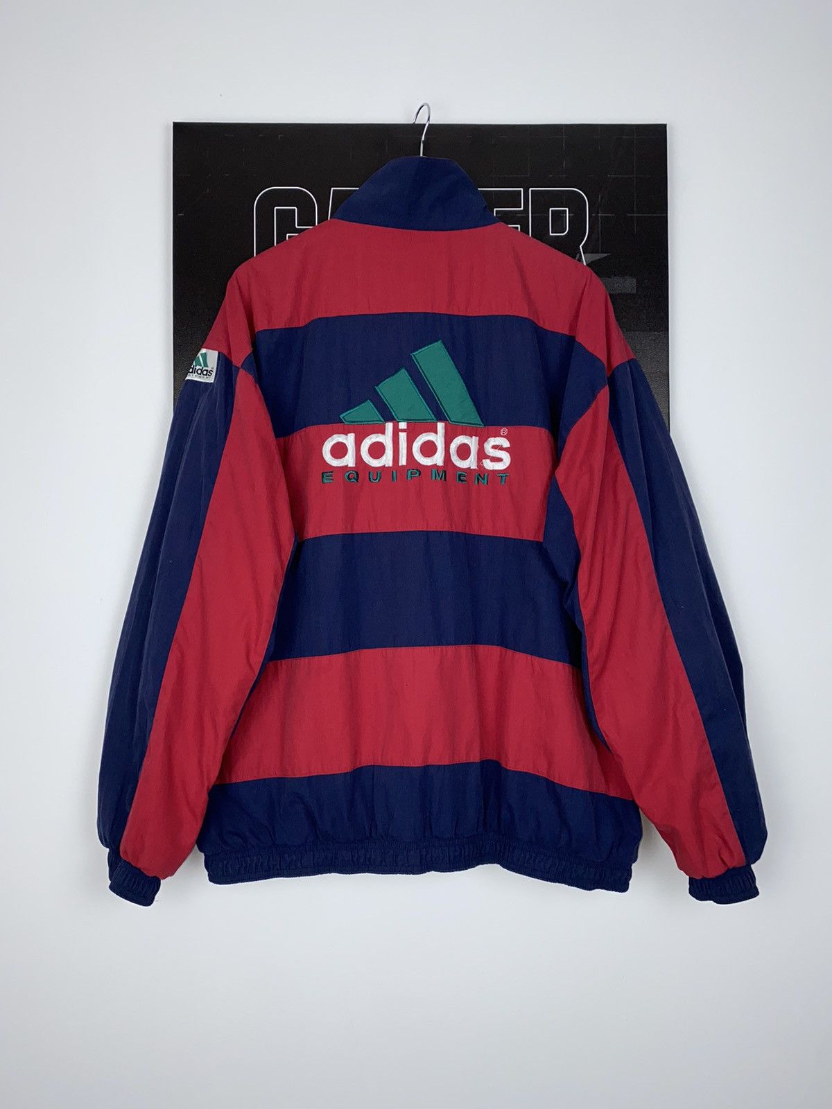 🚨 Adidas Equipment Vintage Striped Zip Truck Jacket Big Logo