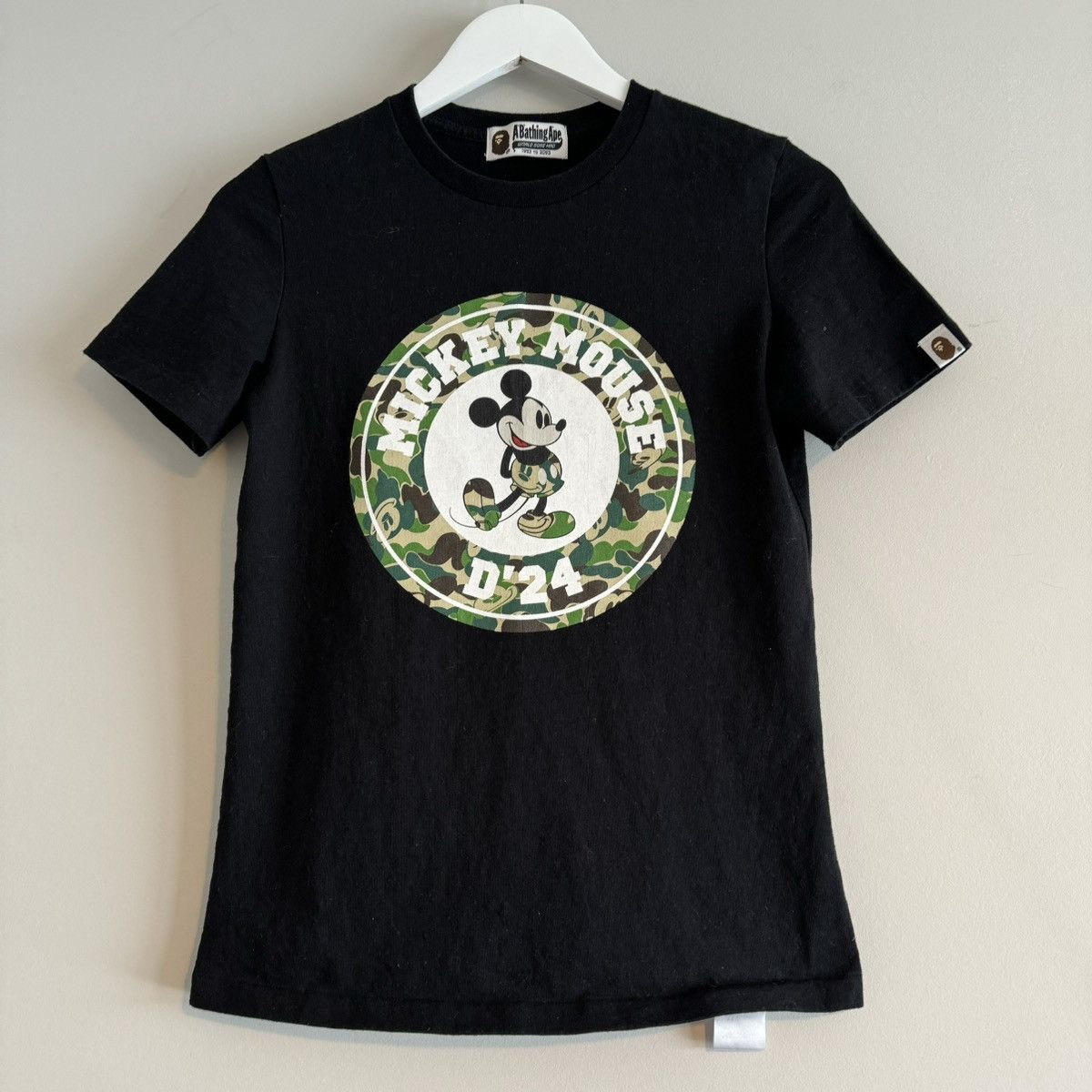 image of Bape Mickey Mouse Tokyo Disneysea D24 Green Abc Camo Tee in Black, Women's (Size XS)