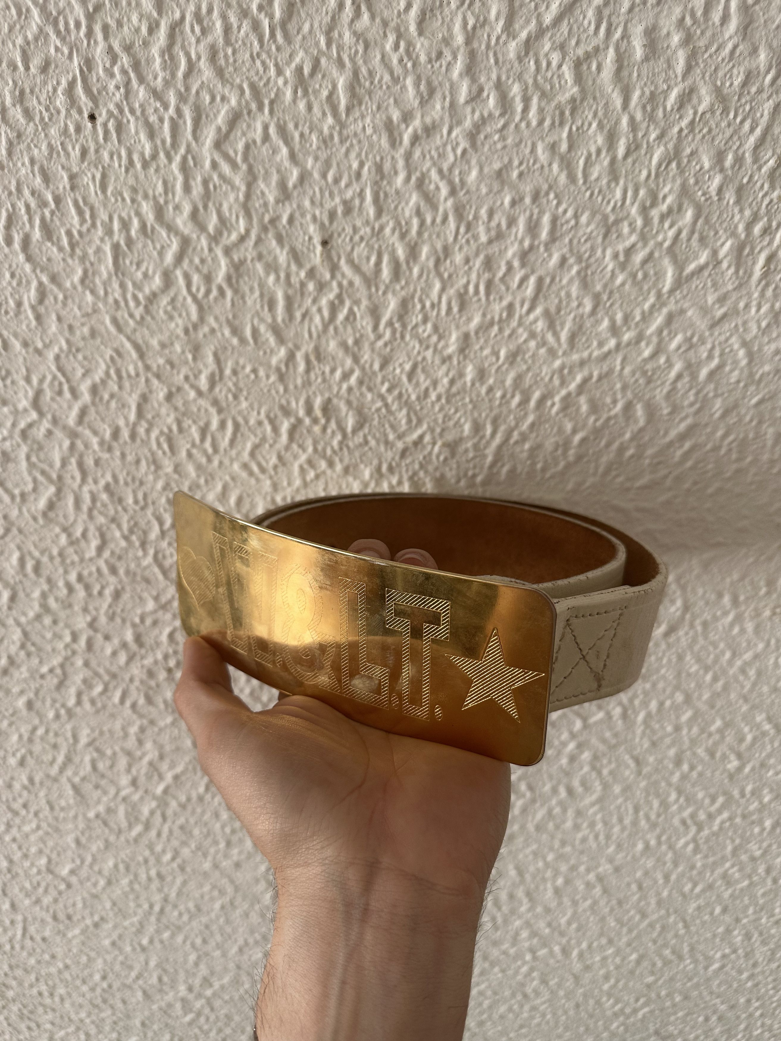 Walter Van Beirendonck 🤍 W&LT Leather Belt w/ Engraved Buckle — Archive Size ONE SIZE - 1 Thumbnail