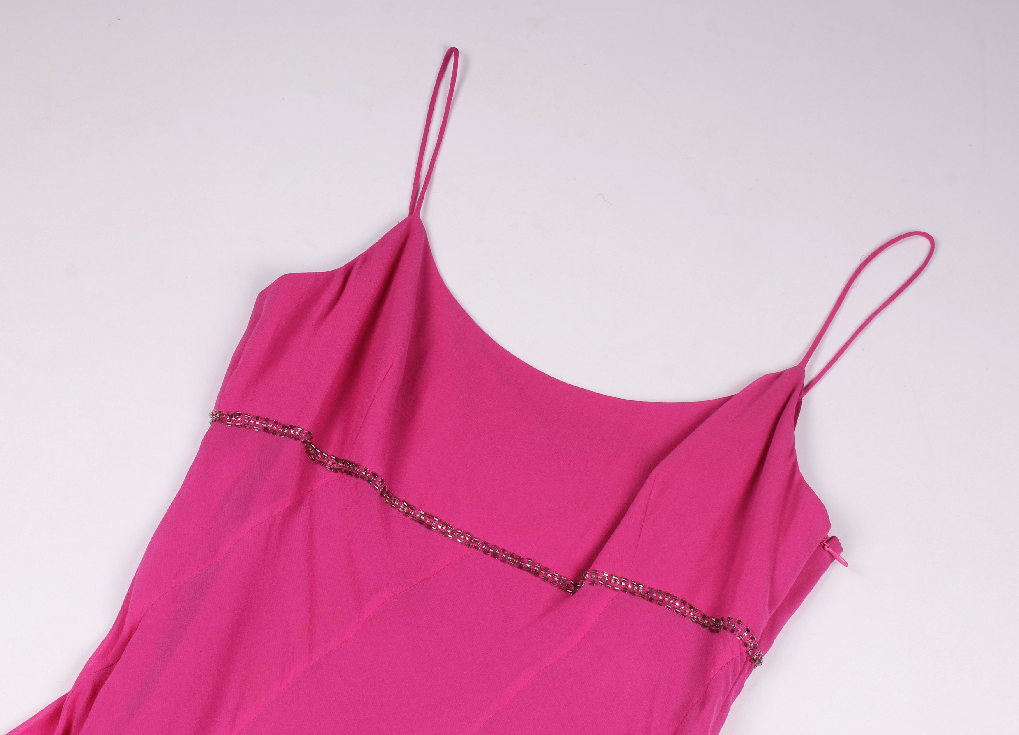 Vintage Vintage Ben De Lisi Pink Y2K Silk Beaded Midi Dress Size M / US 6-8 / IT 42-44 - 5 Thumbnail
