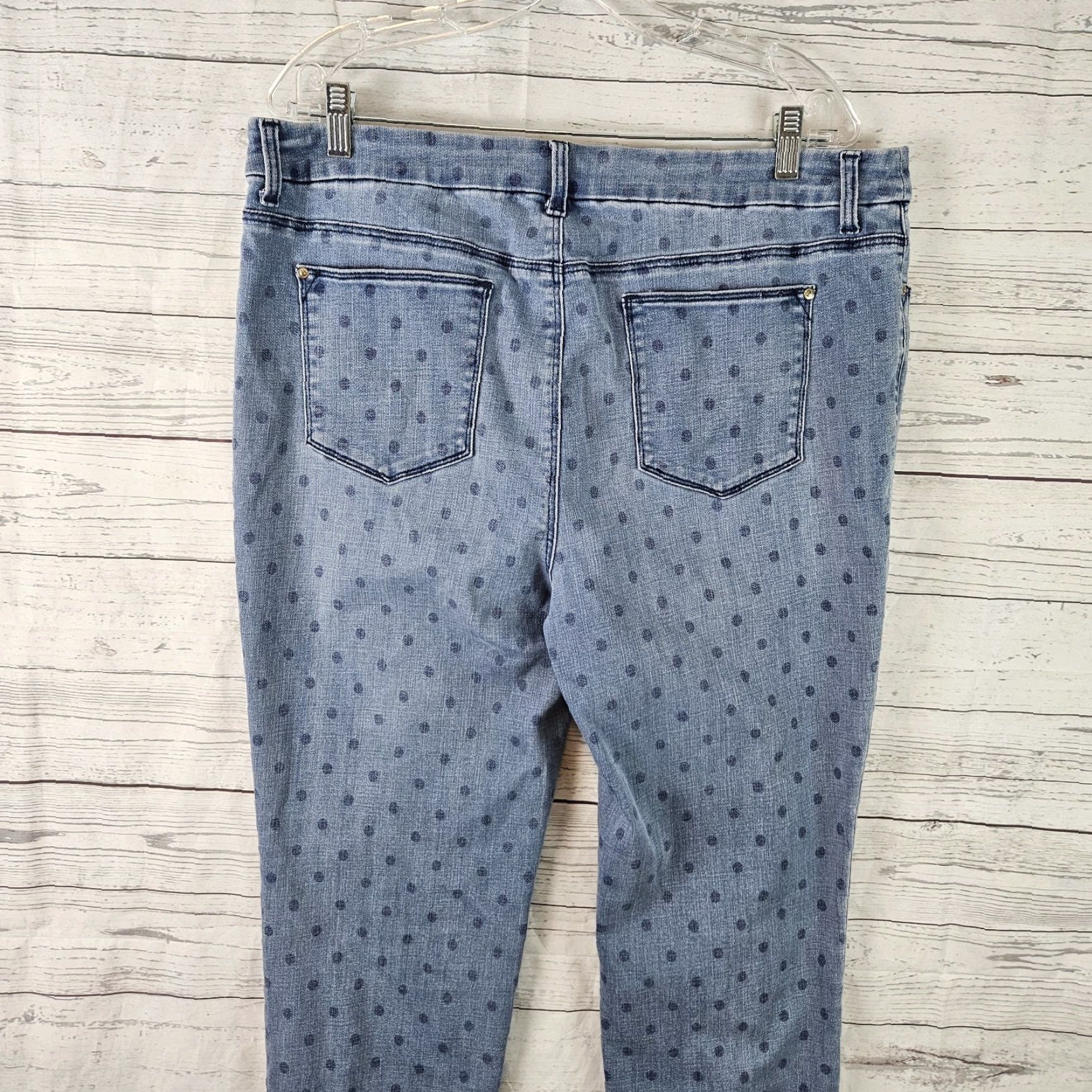 Vintage Chico's Womens Jeans Cropped Slim Leg So Slimming Polka Dot Size 16 Blue Size 38" / US 16 / IT 52 - 4 Thumbnail