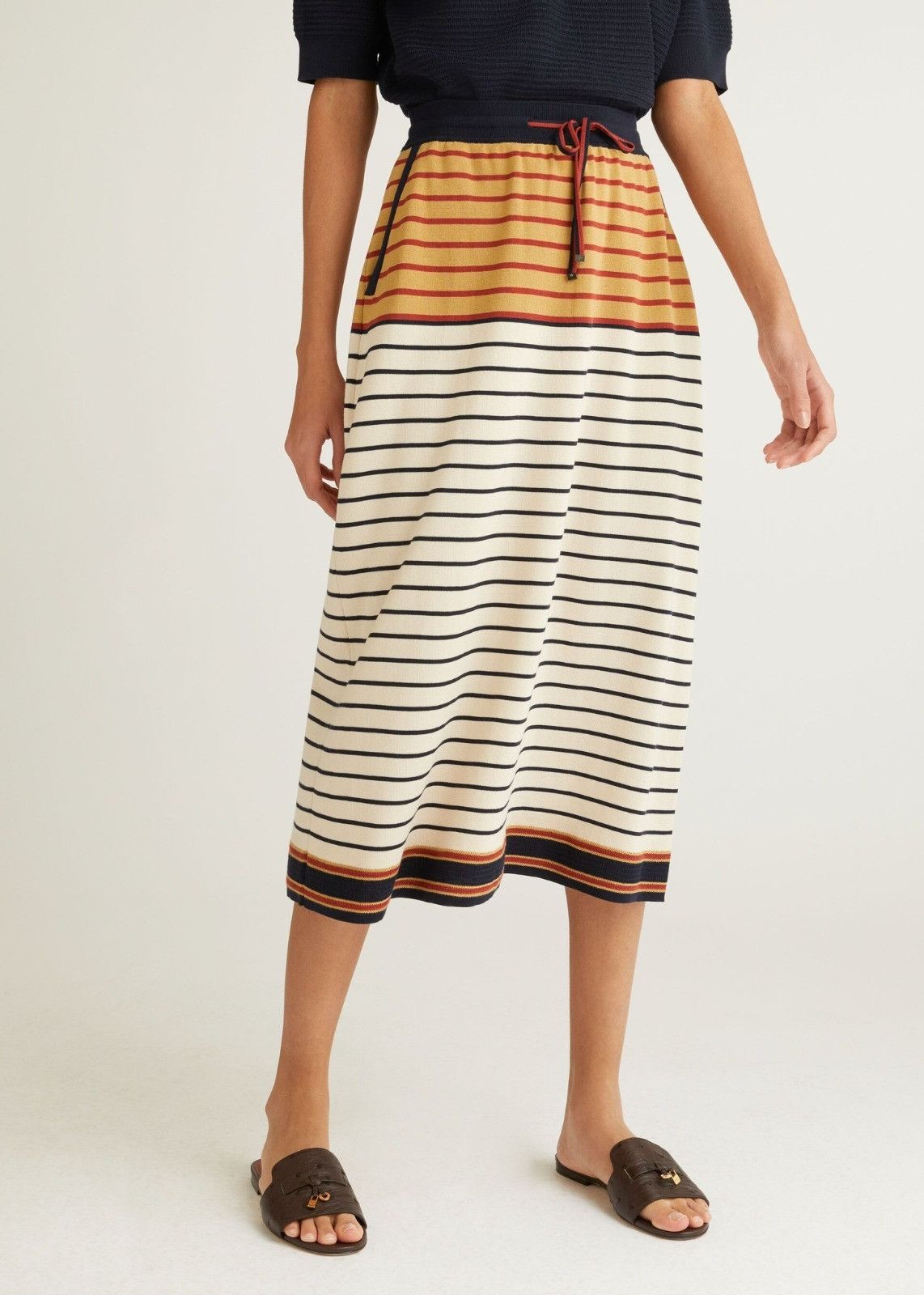 Loro Piana o1srvl11e0824 Sorbonne Stripes Midi Skirt in Multicolor Size 30" / US 8 / IT 44 - 5 Thumbnail