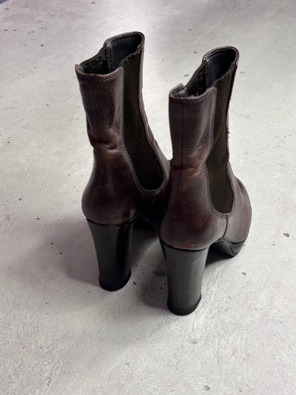 Prada Prada Brown Leather Ankle Boots High Heel Chelsea Style 37 Size US 6.5 / IT 36.5 - 6 Thumbnail