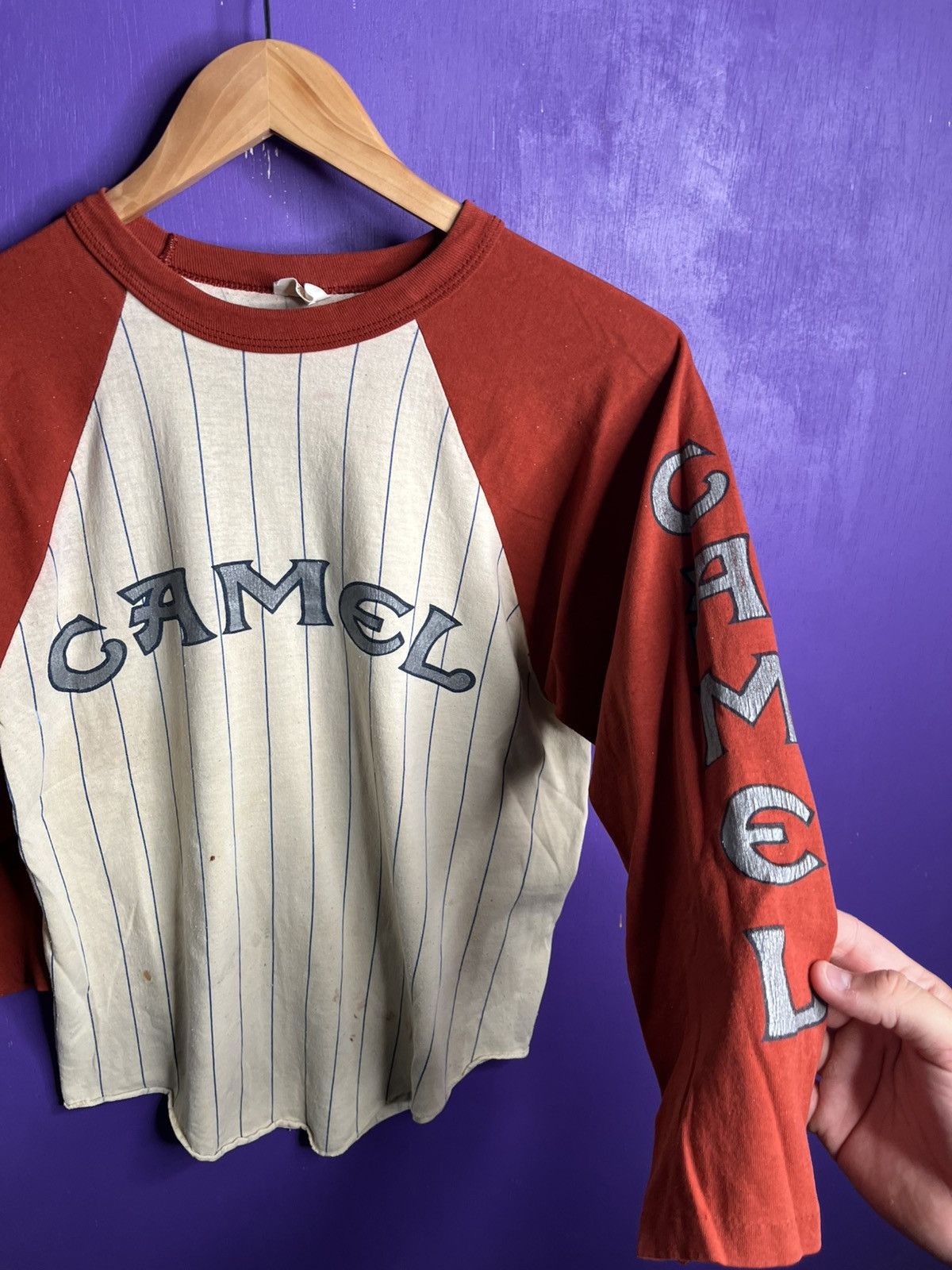 Camel × Vintage Vintage 70s Camel cigarettes logo raglan t-shirt Size US M / EU 48-50 / 2 - 3 Thumbnail