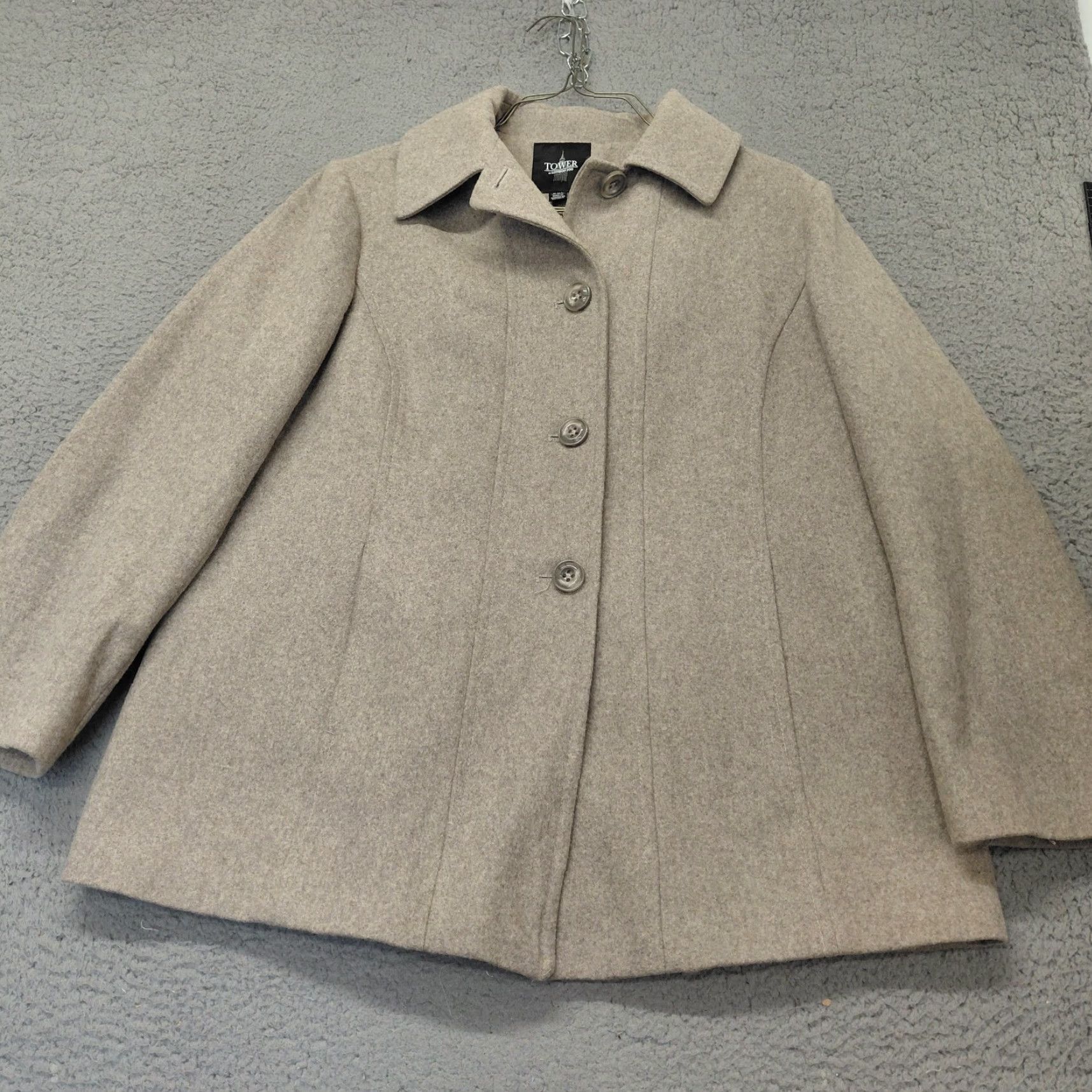 London Fog **London Fog Tower Women's XXL Wool Blend Button Pocket Coat Taupe** User: London Fog Tower Women's XXL Wool Blend Button Pocket Coat Taupe Size XXL / US 16-18 / IT 52-54 - 6 Thumbnail