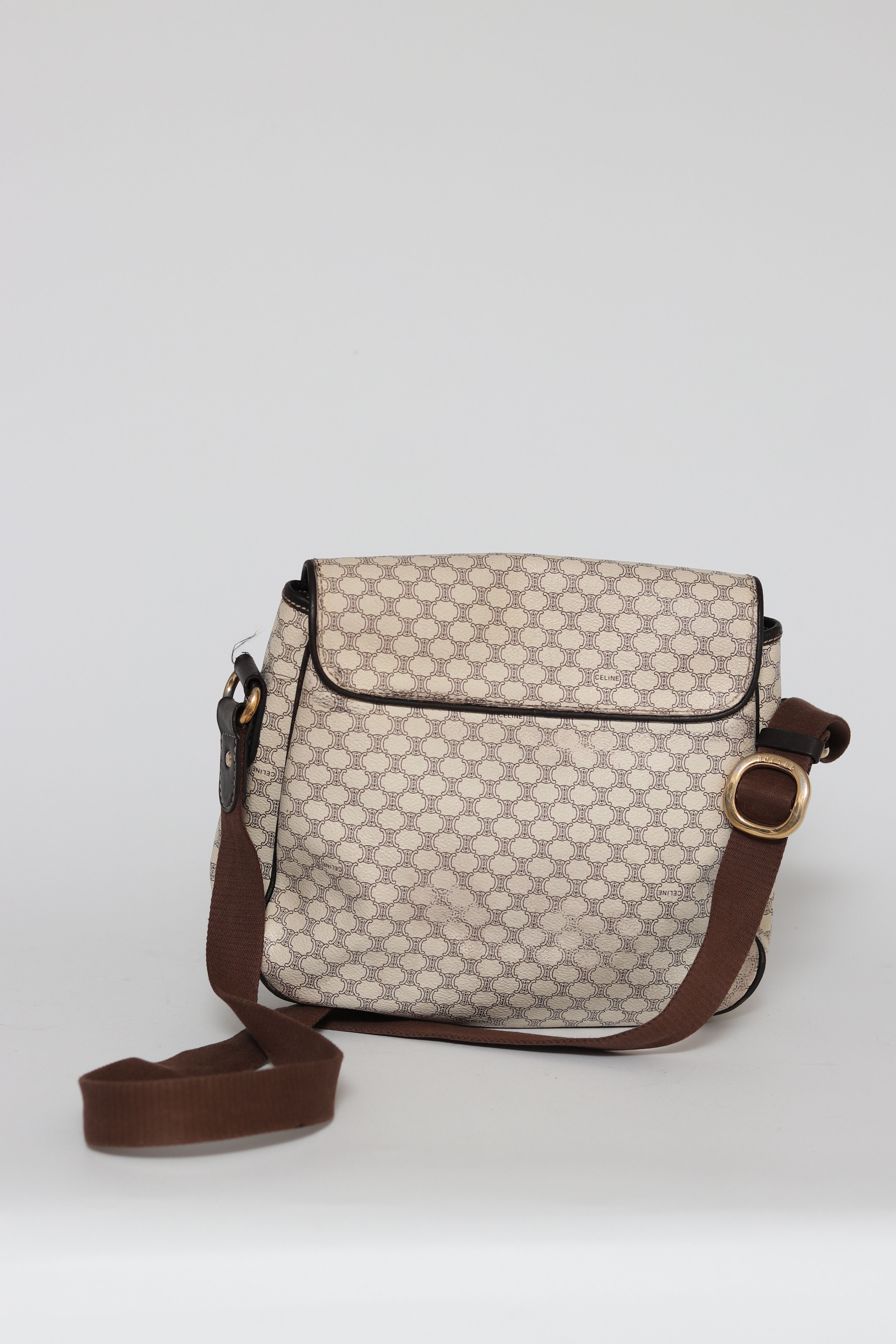 Celine × Vintage CELINE Macadam Canvas Shoulder Bag PVC White Size ONE SIZE - 2 Thumbnail