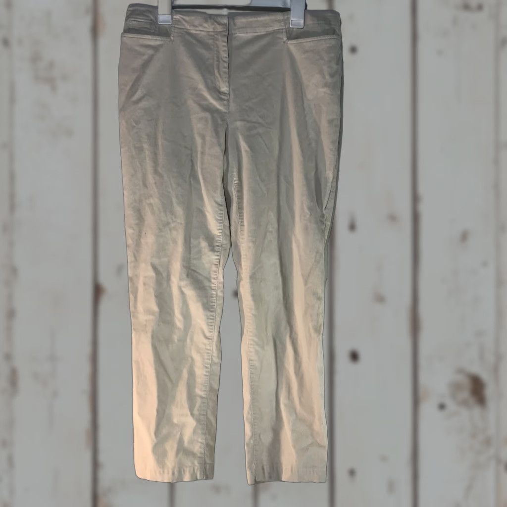 J. Jill J. Jill Ivory Corduroy Pants Womens Size 12 Mid Rise Straight Fit Casual Travel Workwear Size 34" / US 12 / IT 48 - 1 Thumbnail