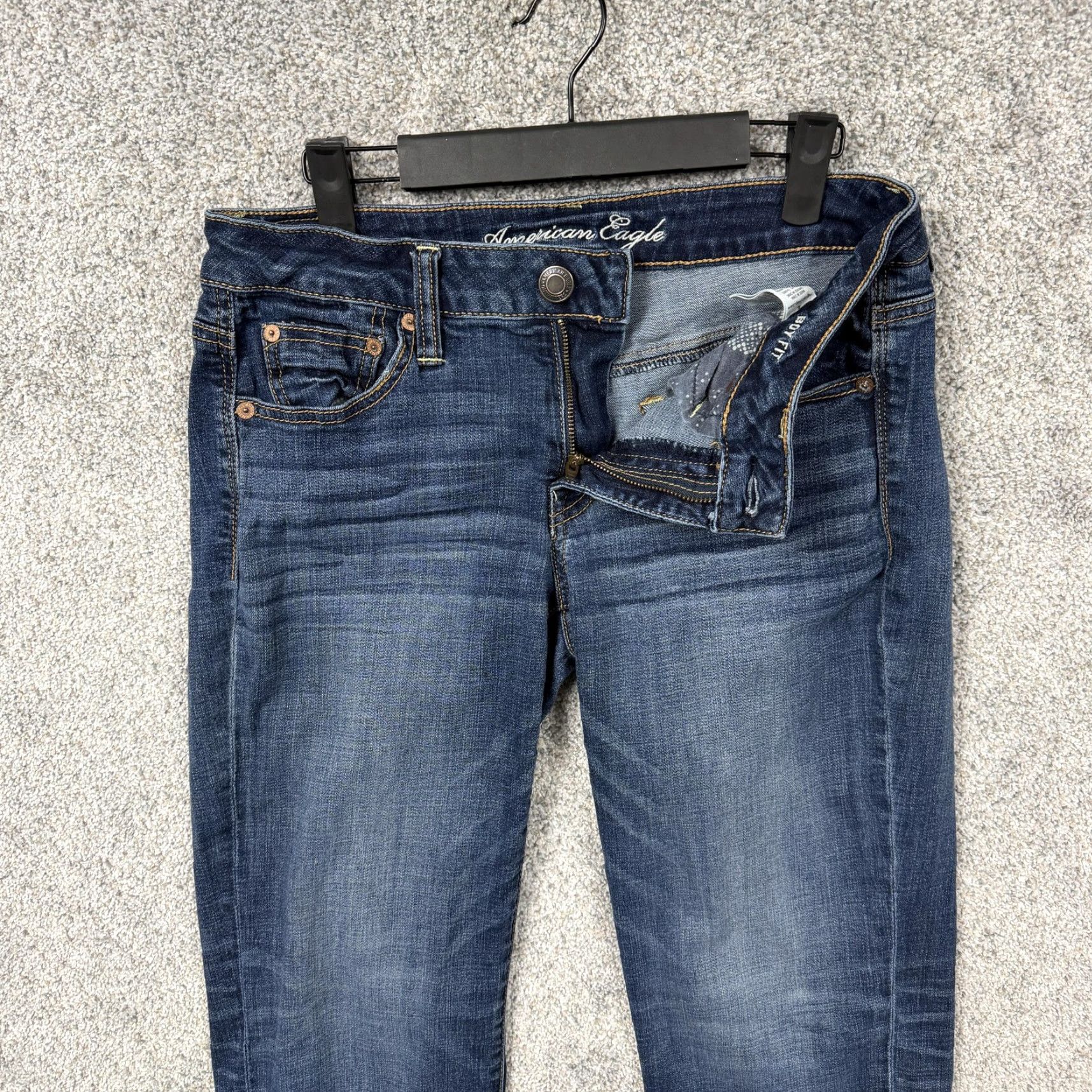 American Eagle Outfitters American Eagle Womens Jeans Boyfriend Crop 4 Medium Blue Stretch Denim 31x23.5 5-Pocket Zip Button Casual Boho Grunge Hipster Retro Y2K Size 27" / US 4 / IT 40 - 6 Thumbnail
