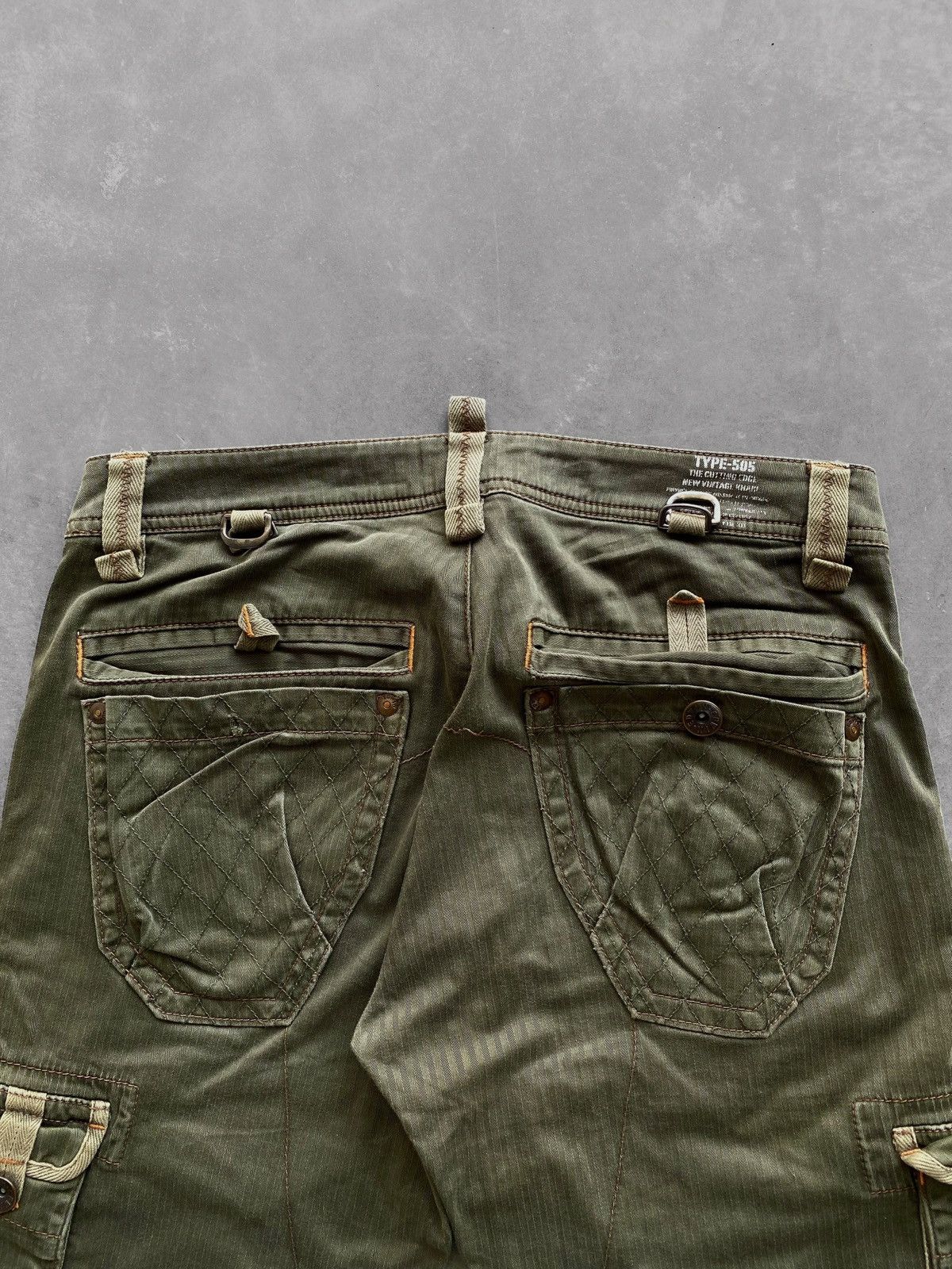 Edwin 🔥Flared🔥Vtg Edwin Japan 505 Cargo Pants Military Green Size US 32 / EU 48 - 6 Thumbnail