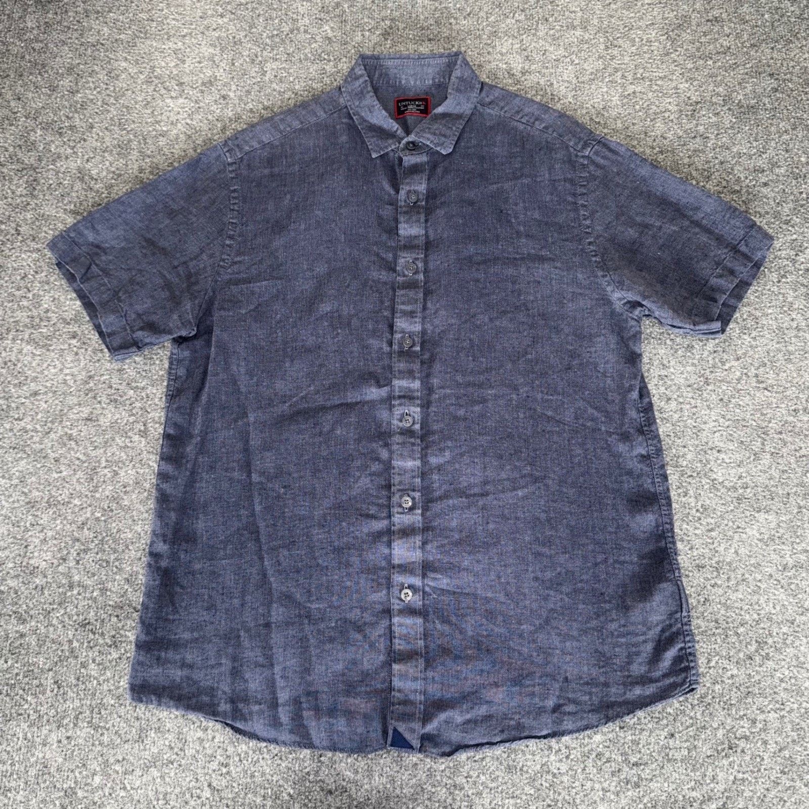 UNTUCKit UNTUCKit Mens Large Linen Short Sleeve Button Up Shirt Blue Size US L / EU 52-54 / 3 - 1 Thumbnail