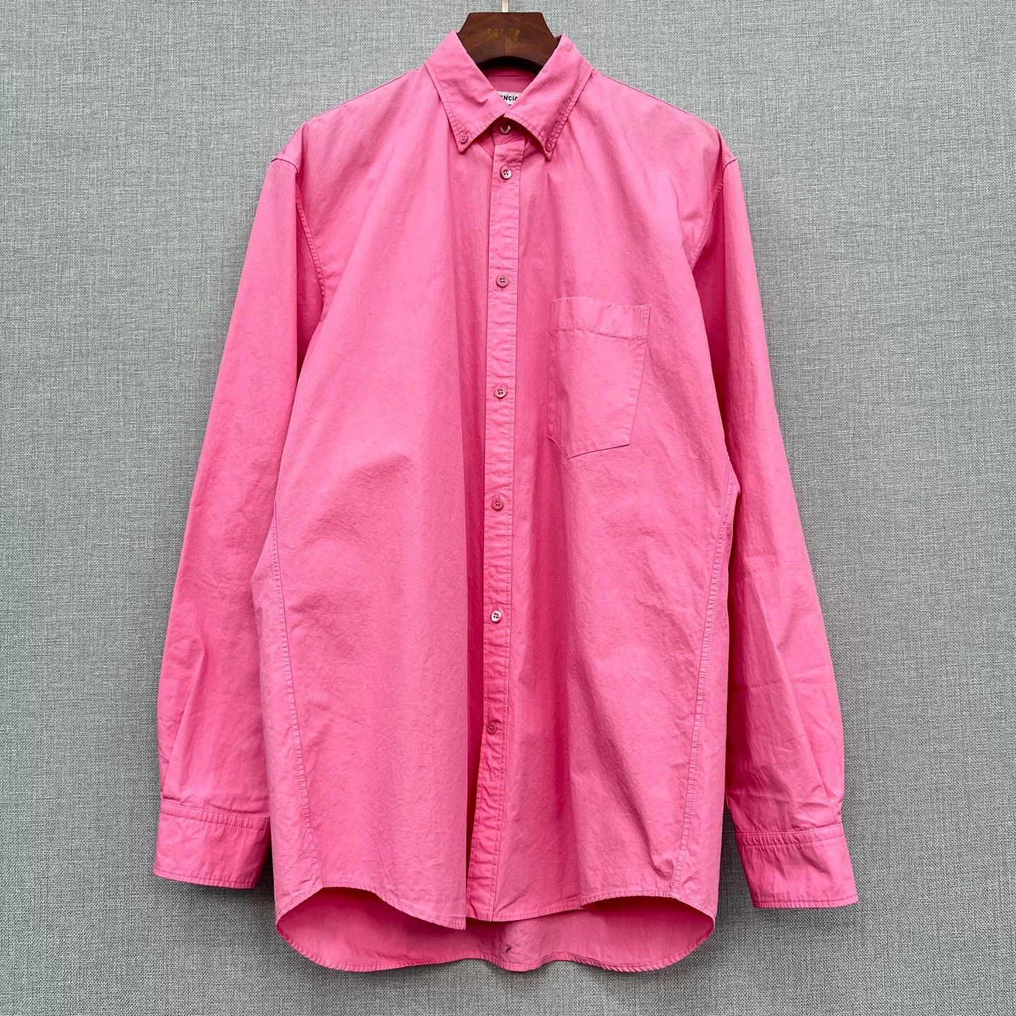 Balenciaga Balenciaga Pink Long Logo Print Shirt Size XS / US 0-2 / IT 36-38 - 1 Thumbnail
