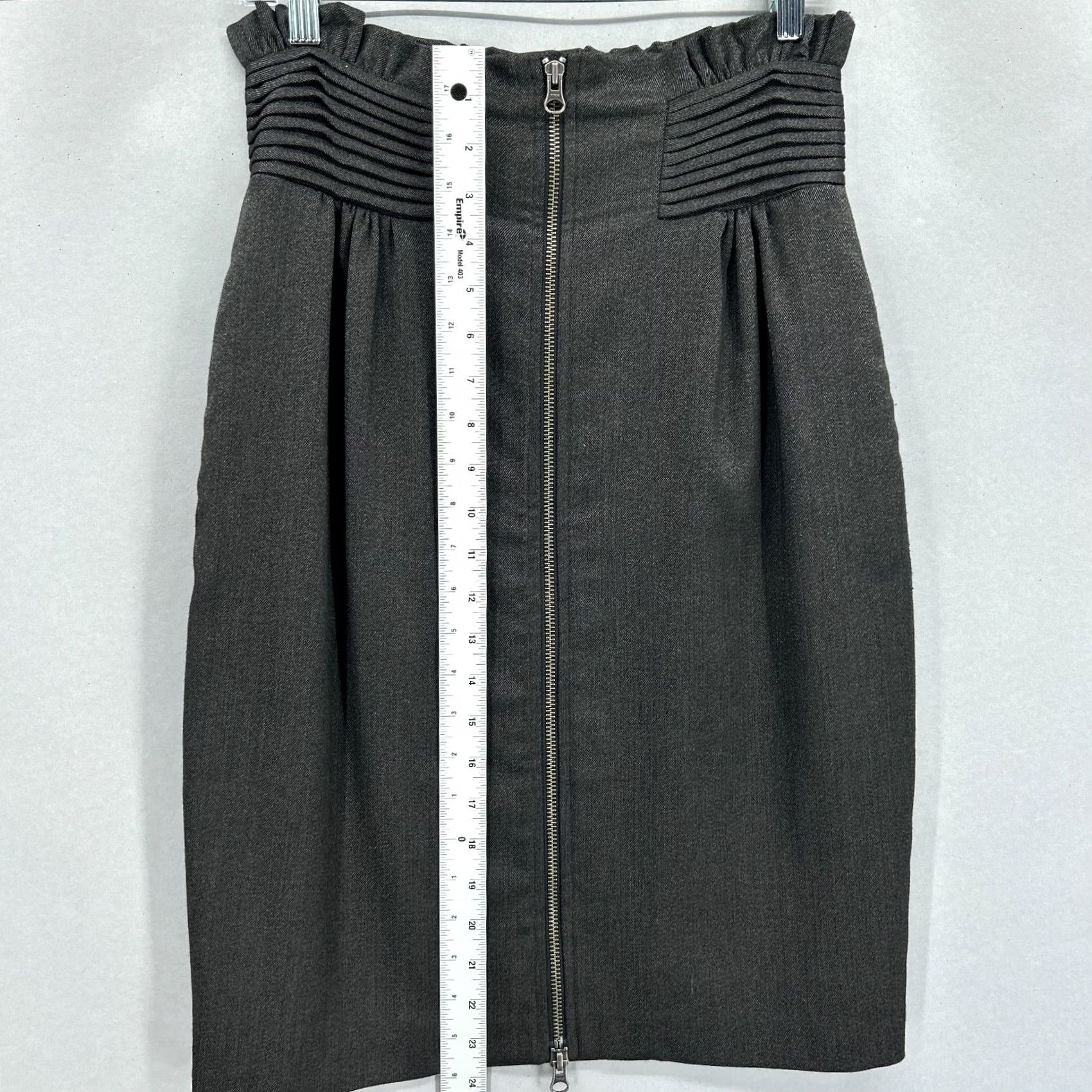 Adam Lippes Adam Lippes Skirt Womens Size 4 Gray Charcoal Pencil High Waist Pleated Zip Ruffle Size 27" / US 4 / IT 40 - 7 Thumbnail