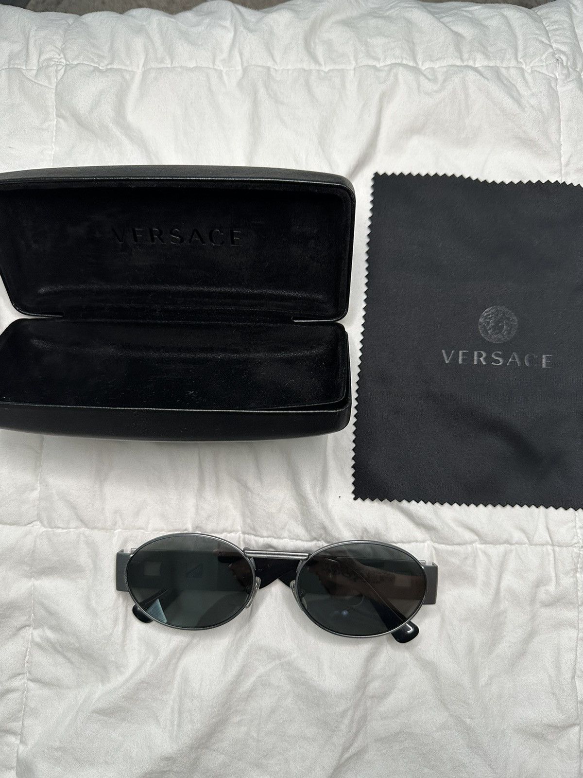Versace Black and grey Versace sunglasses purchased from neiman Size ONE SIZE - 1 Thumbnail