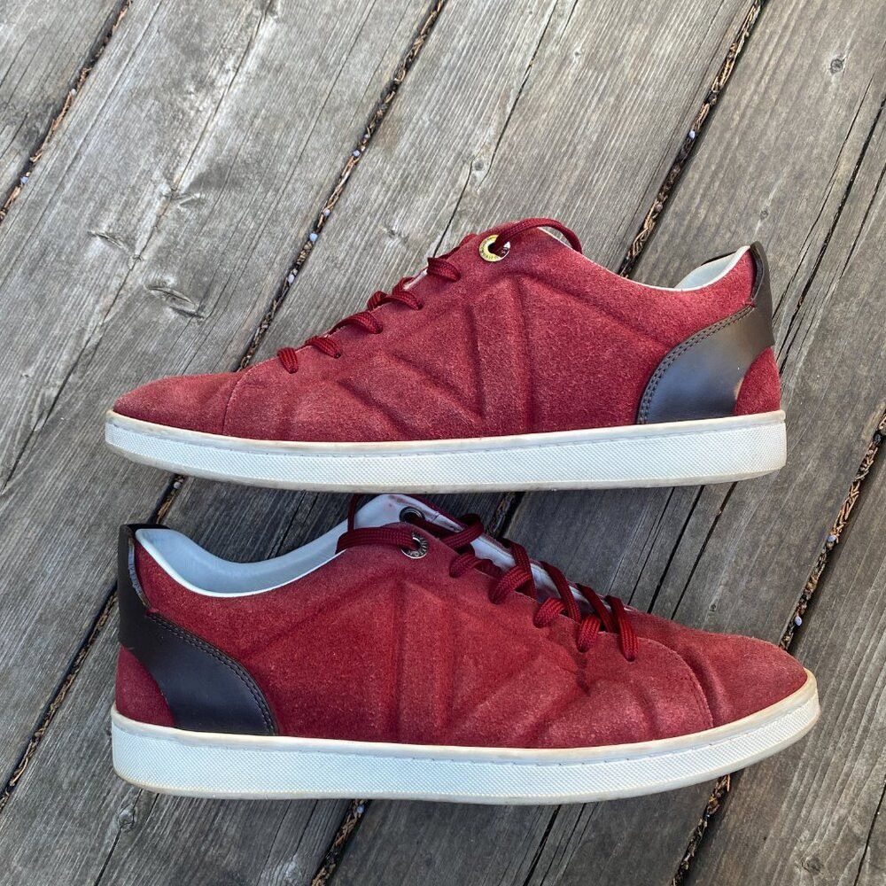 Louis Vuitton Louis Vuitton Burgundy/Black Suede and Leather Logo Lace Up Size US 7 / EU 40 - 3 Thumbnail