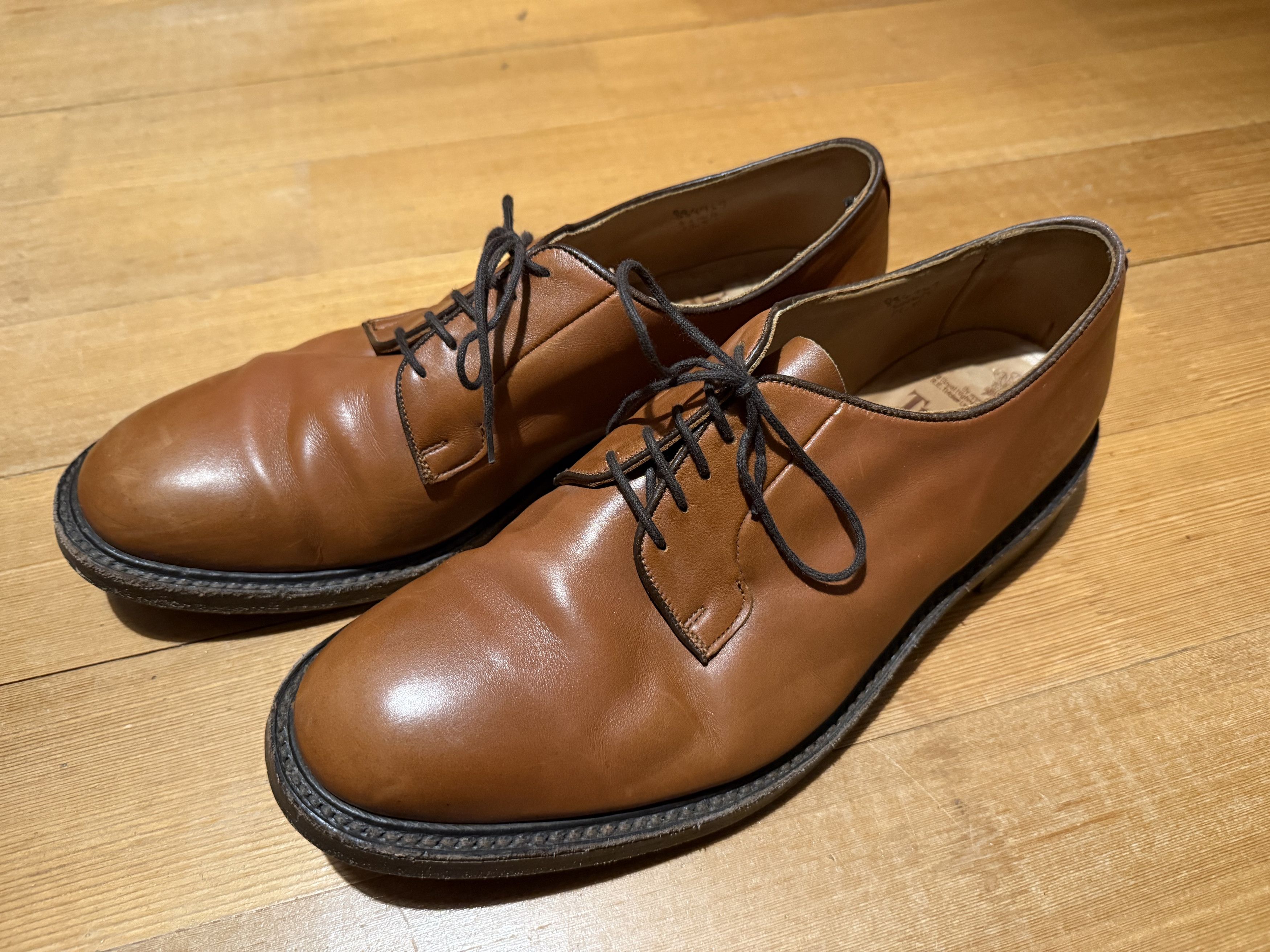 Tricker's Tricker's Bobby Derby Shoe - Tan Calf Leather Size US 13 / EU 46 - 6 Thumbnail
