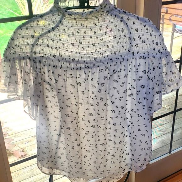 Ann Taylor Ann Taylor Cherries Smocked Yoke Lined Sz. XXS Blouse Size XXS / US 00 / IT 34 - 1 Thumbnail