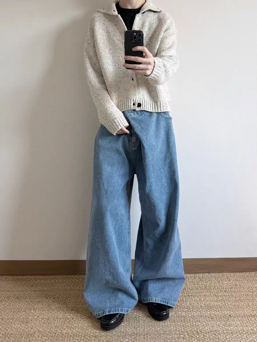Other Asymmetrical-Cut Wide-Leg Washed Jeans Size US 30 / EU 46 - 4 Thumbnail
