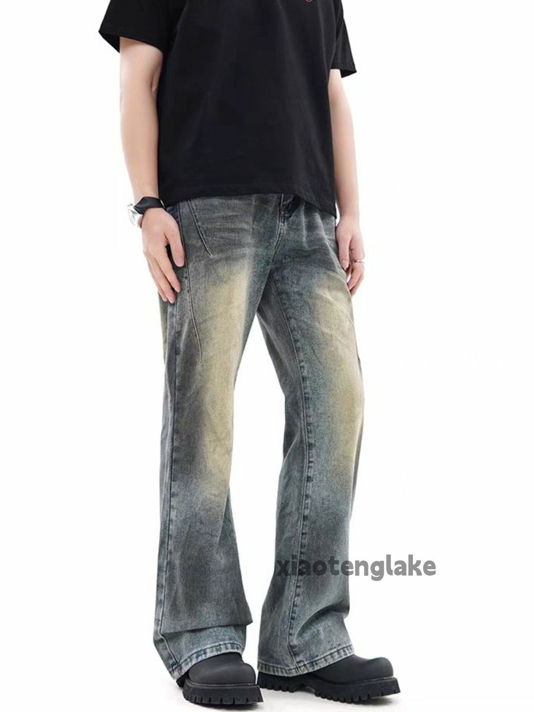 Jean × Vintage washed faded rusty punk grunge stain flared jeans Size US 32 / EU 48 - 1 Thumbnail